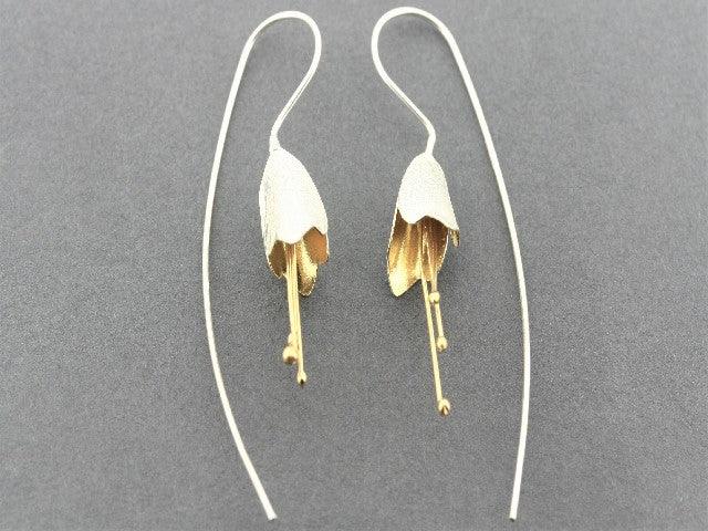 22K Gold Over Silver Angel Trumpet Flower Earrings - Elegant Floral Jewelry for Women, Perfect for Weddings, Parties & Special Occasions