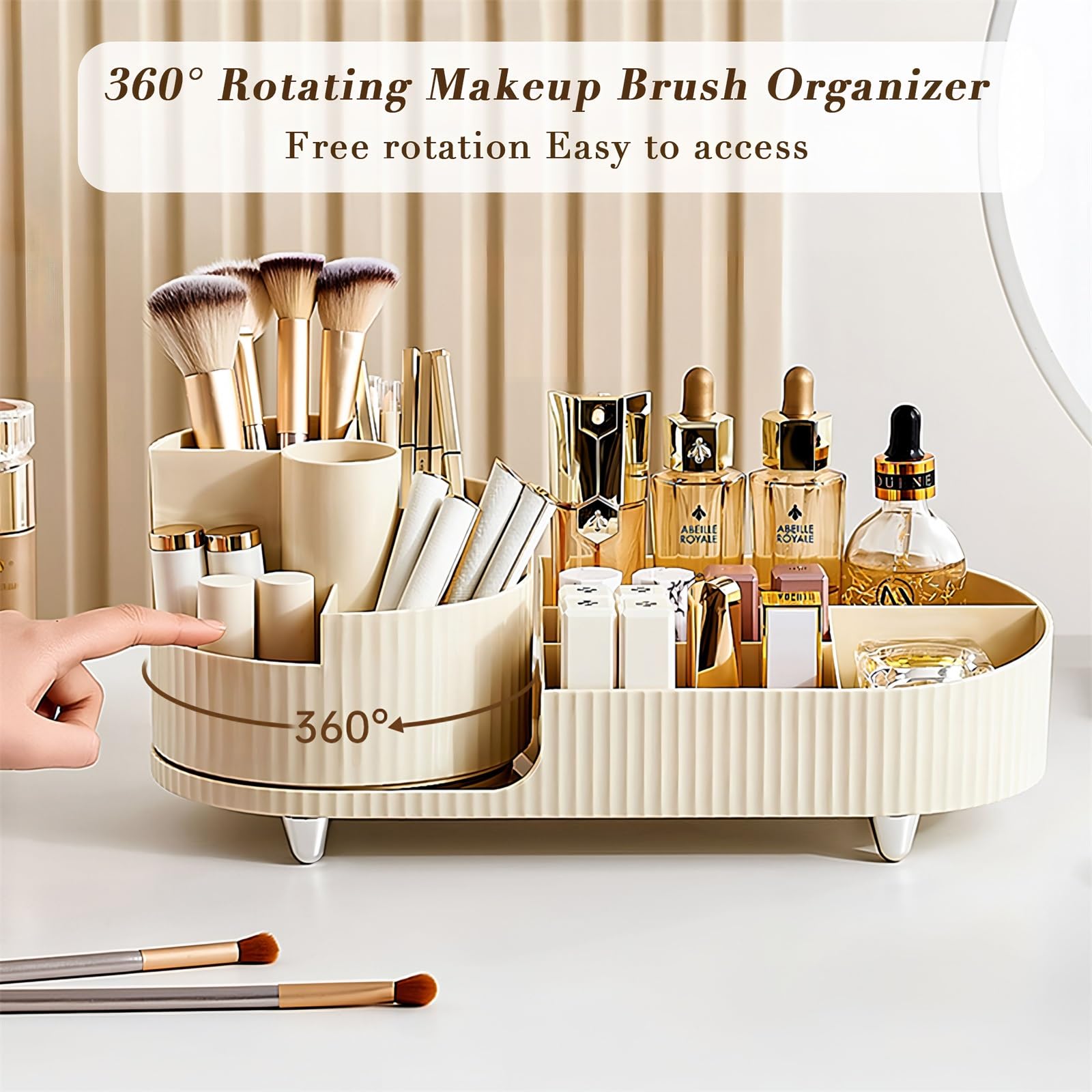 360° Rotating Makeup Organizer - Cinnani Multifunctional Brush Holder for Vanity, Bedroom & Bathroom