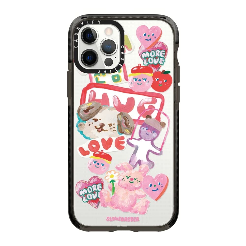 Casetify Impact Case for iPhone 12 & iPhone 12 Pro - SLOWCOASTER Sticker Protective Phone Cover - Clear Black Design for Everyday Protection & Style