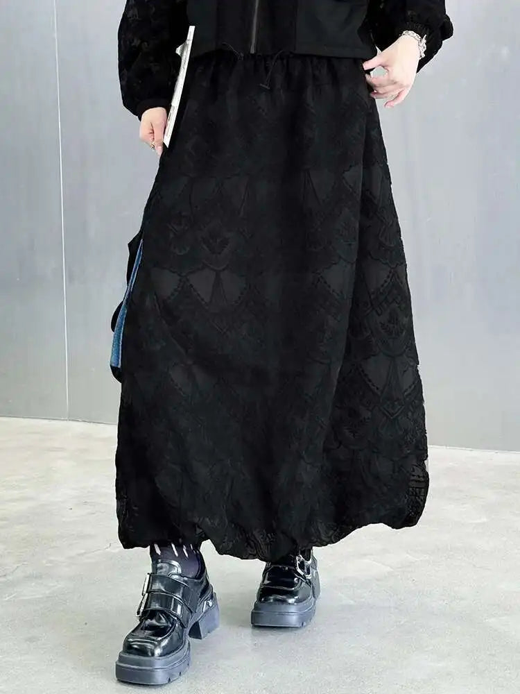 Elegant Black Lace Jacket & Pocket Skirt Two-Piece Set with Stand Collar & Long Sleeves - Women's Fashion Outfit for Spring & Fall 2025 (Style 1DJ0248) | Perfect for Office Wear, Date Nights & Special Occasions