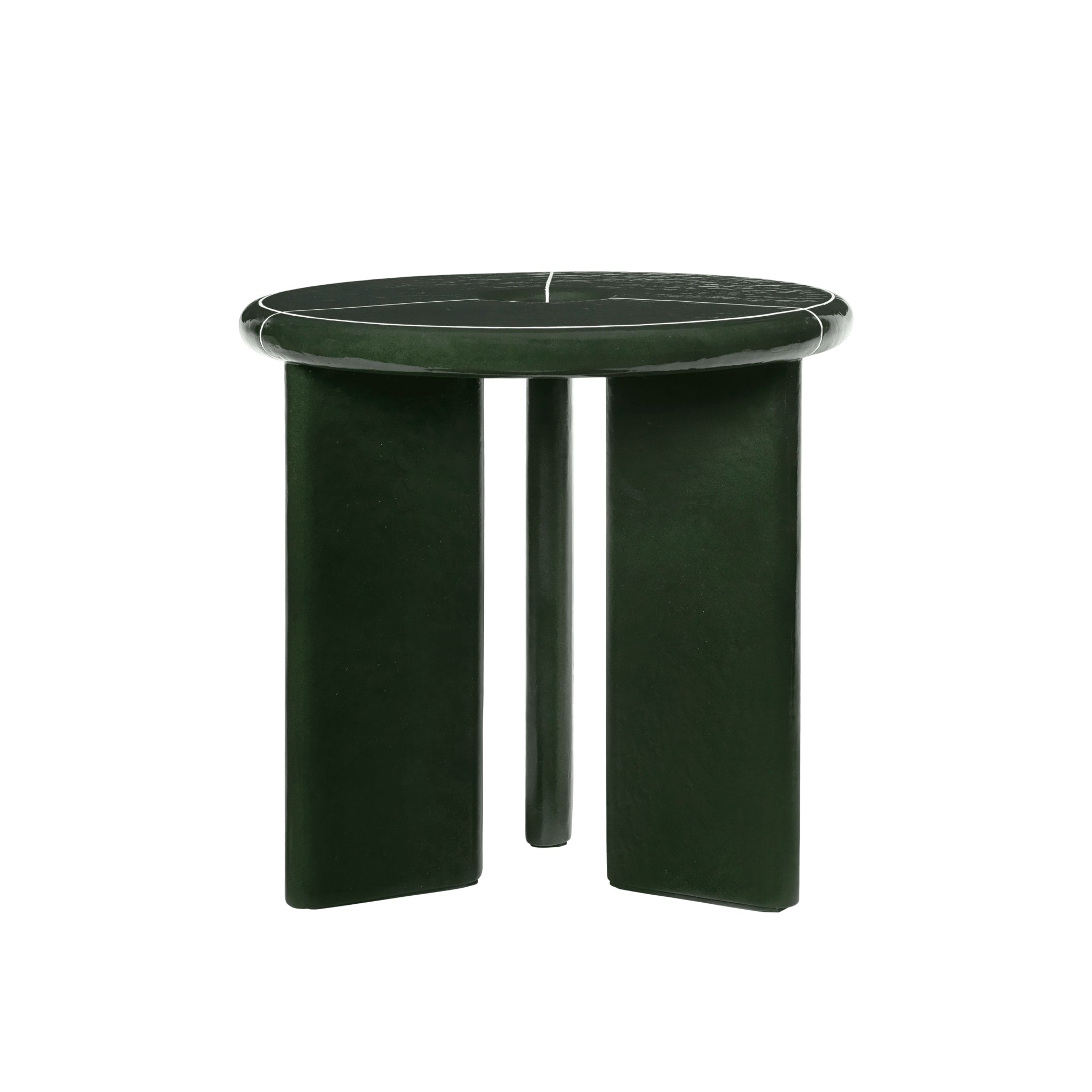 FERM LIVING Deya Side Table - 18.5 Inch Round End Table, Dark Green Modern Accent Table for Living Room, Bedroom & Office Decor