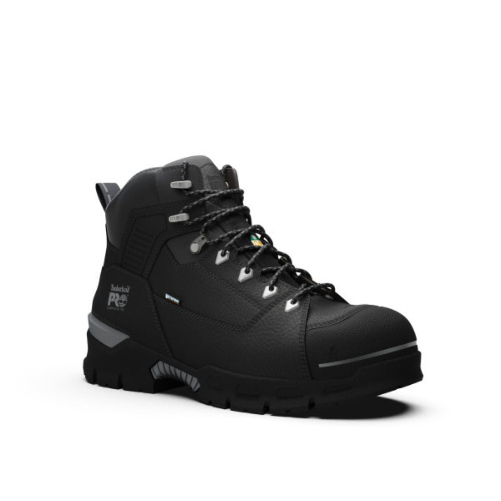 Timberland PRO Endurance EV Men's 6 Inch Waterproof Composite Toe Work Boots - Black | Slip Resistant Safety Shoes for Construction, Warehouse & Outdoor Work