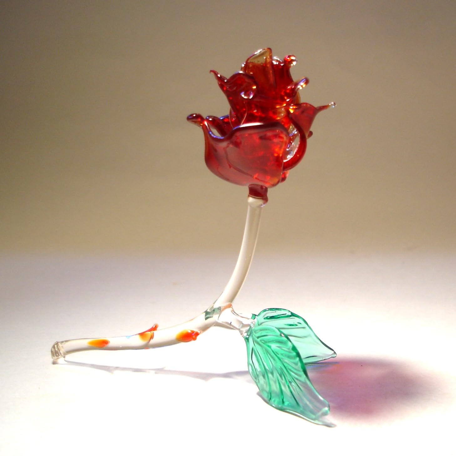 Handmade Blown Glass Red Rose - Elegant Home Decor, Wedding Gift, Anniversary Present for Her - Perfect for Centerpieces, Valentine's Day & Romantic Occasions