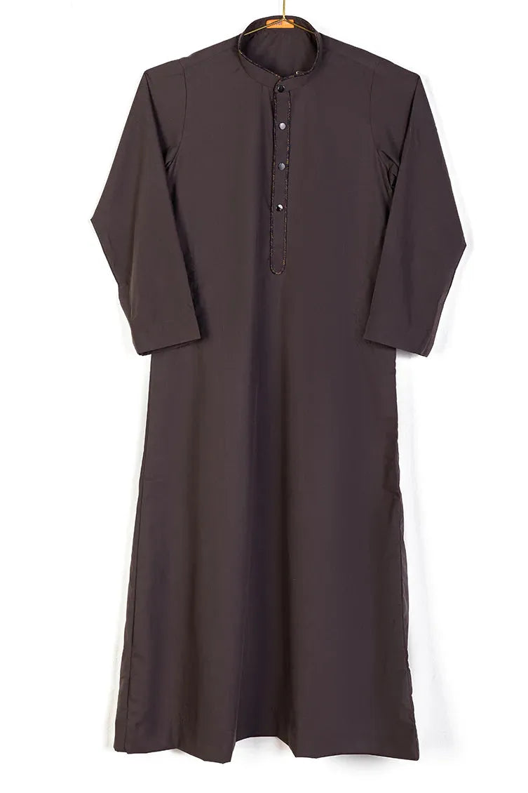 Premium Blended Dark Brown Jubba by J. Junaid Jamshed - Elegant Islamic Abaya for Men - Perfect for Eid, Friday Prayers & Special Occasions