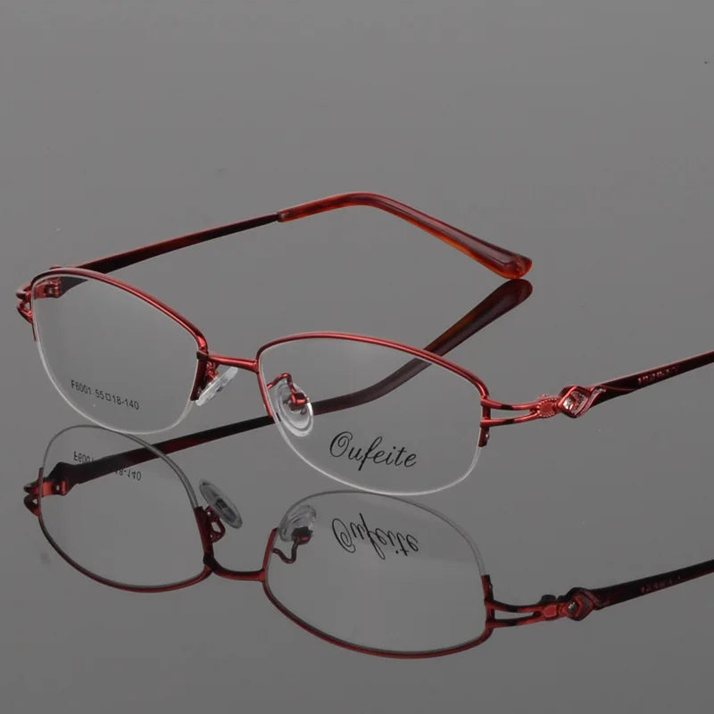Bclear Women's Semi Rimless Oval Alloy Eyeglasses Frame 66001 - Lightweight & Stylish for Work, Reading & Everyday Wear