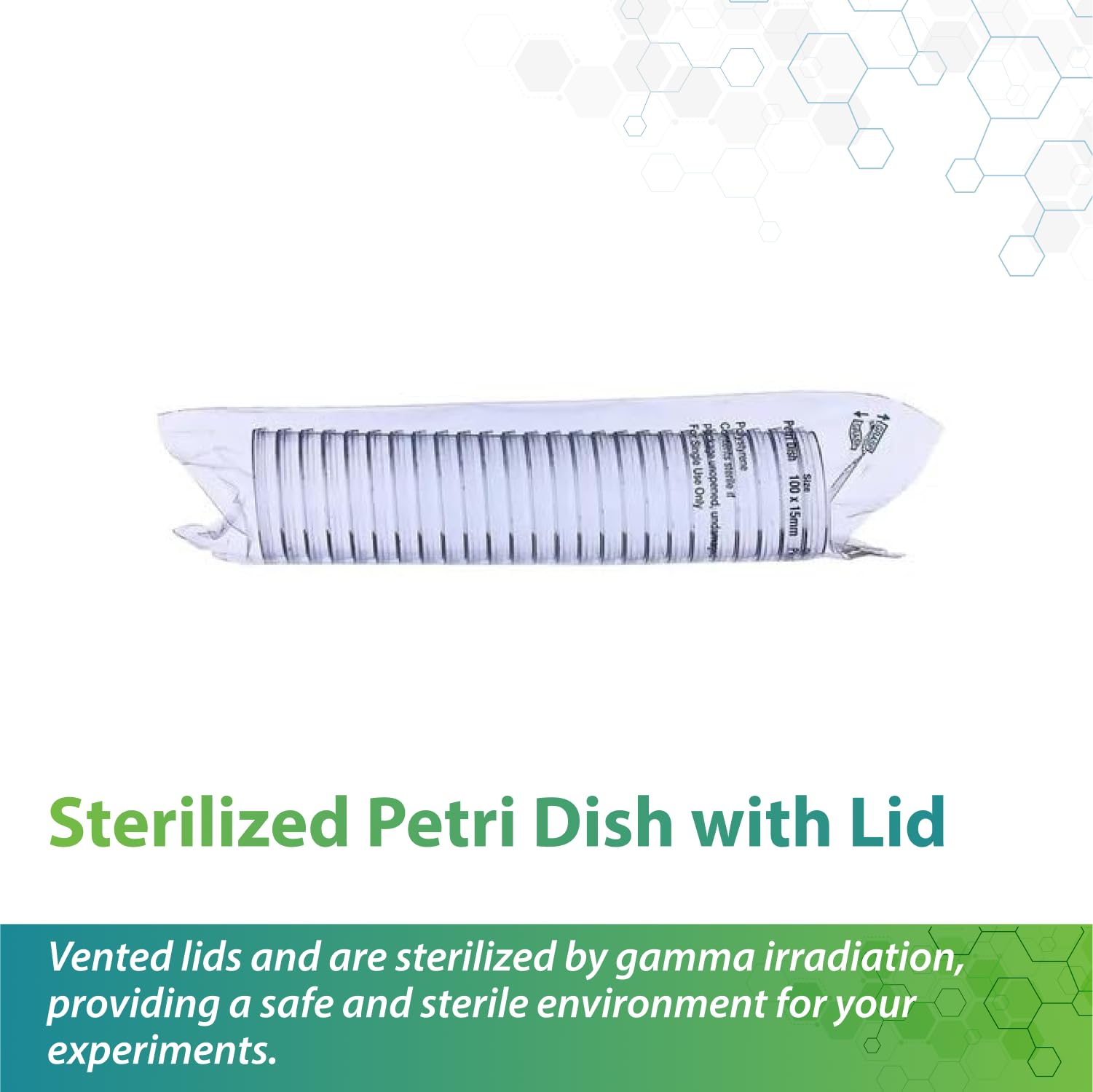 Olympus Petri Dish - 90x15mm Clear Lab Petri Dishes with Lids - 10 Sterile Dishes per Sleeve (500 Dishes Total) - Ideal for Microbiology, Cell Culture & Scientific Research