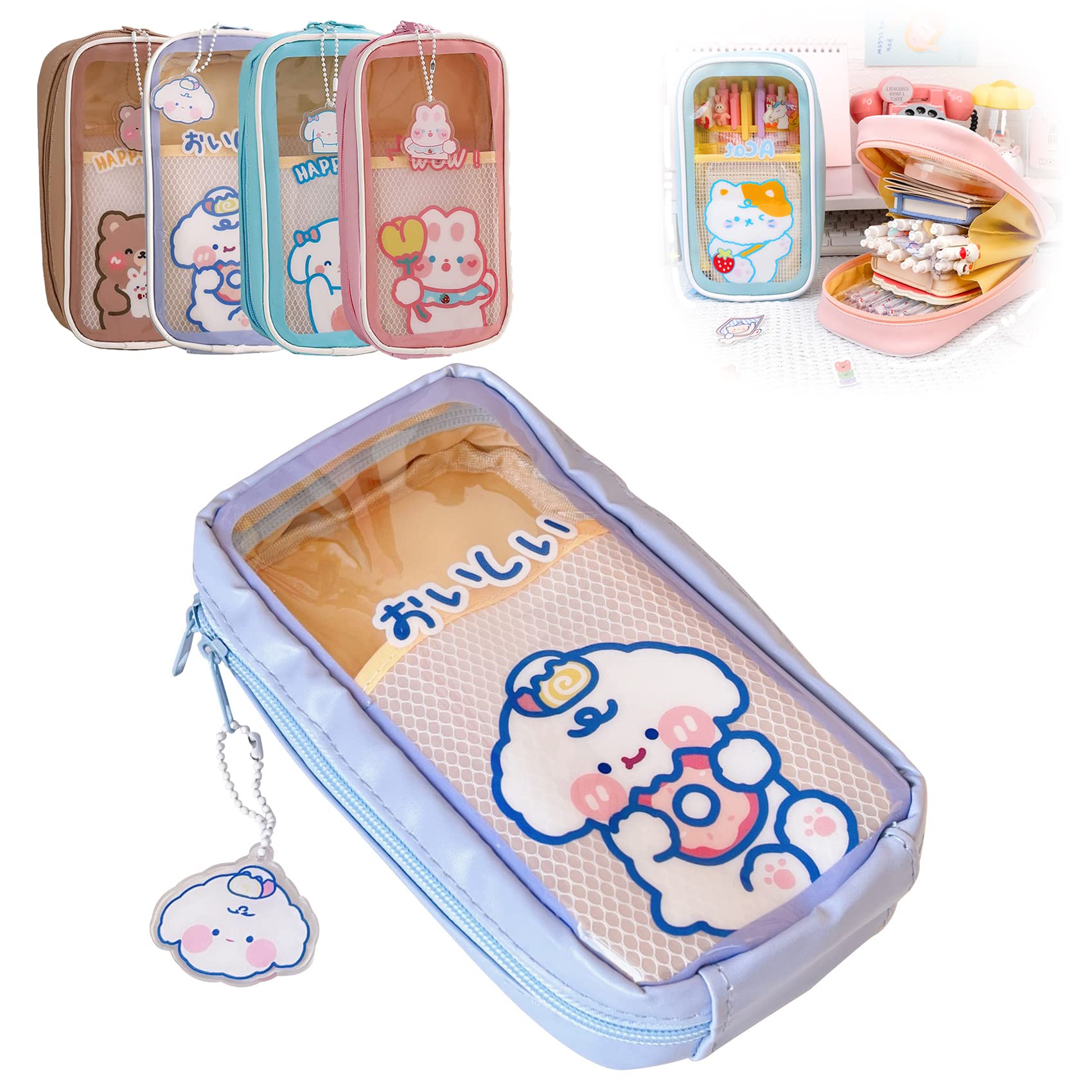 Cute Kawaii Aesthetic Pencil Case for Teen Girls - Soft Zipper Pencil Pouch for School, College & Office Supplies (Purple) - Perfect for Backpack Organization & Gift Giving