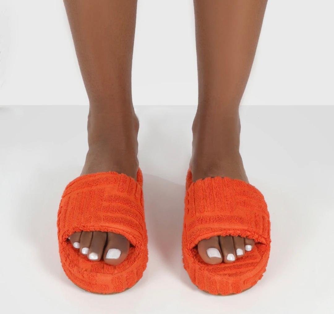 Giavana Women's Comfortable Slides - Orange Summer Sandals for Beach, Pool, and Casual Wear