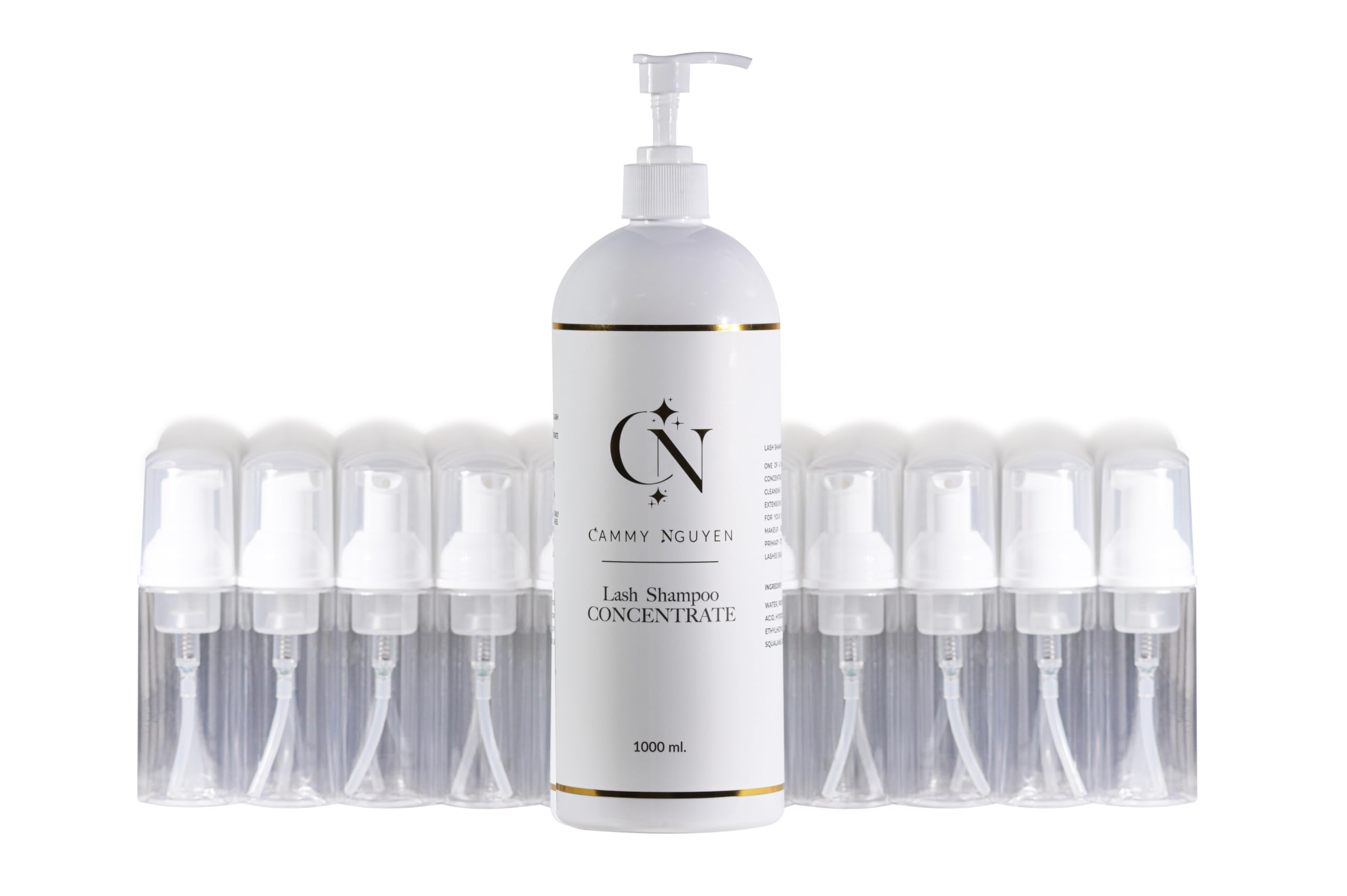 Cammy Nguyen Lash Shampoo Concentrate 1000ml - Gentle Eyelash & Extension Cleanser for Daily Use - Safe for Sensitive Eyes & Professional Salon Use