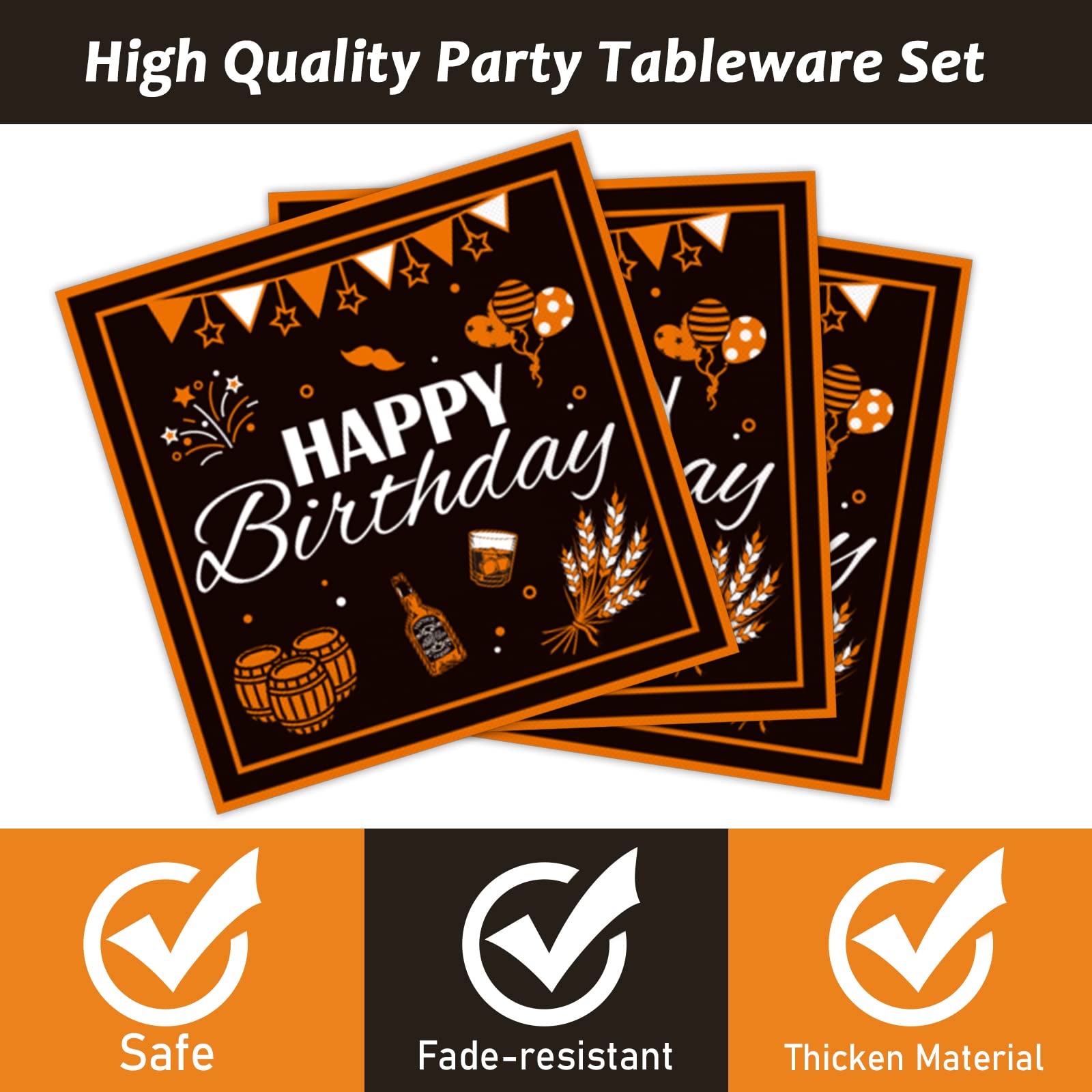 96-Piece Black & Gold Cheer Theme Birthday Party Supplies Set - Plates, Napkins & Tableware for 24 Guests | Perfect for Birthday Parties, Baby Showers & Special Celebrations | Elegant Party Decorations & Favors