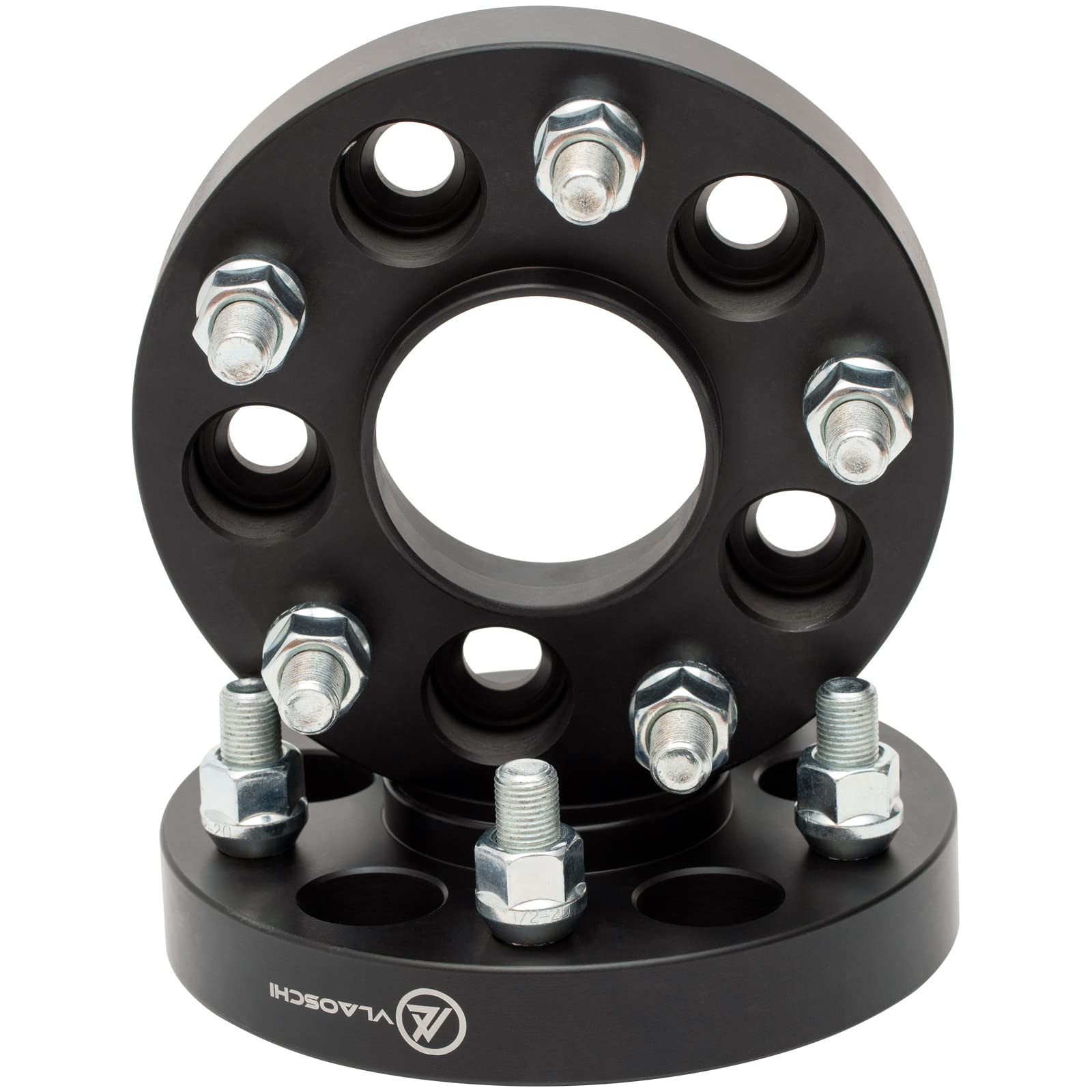 VLAOSCHI 1 Inch Black Forged 5x4.5 Hubcentric Wheel Spacers (25mm) with 14x1.5 Studs & 70.5mm Hub Bore - Compatible with Ford Mustang 2015-2024 & Explorer 2020-2024 - Pack of 2 - Perfect for Enhanced Stance, Improved Handling & Custom Wheel Fitment