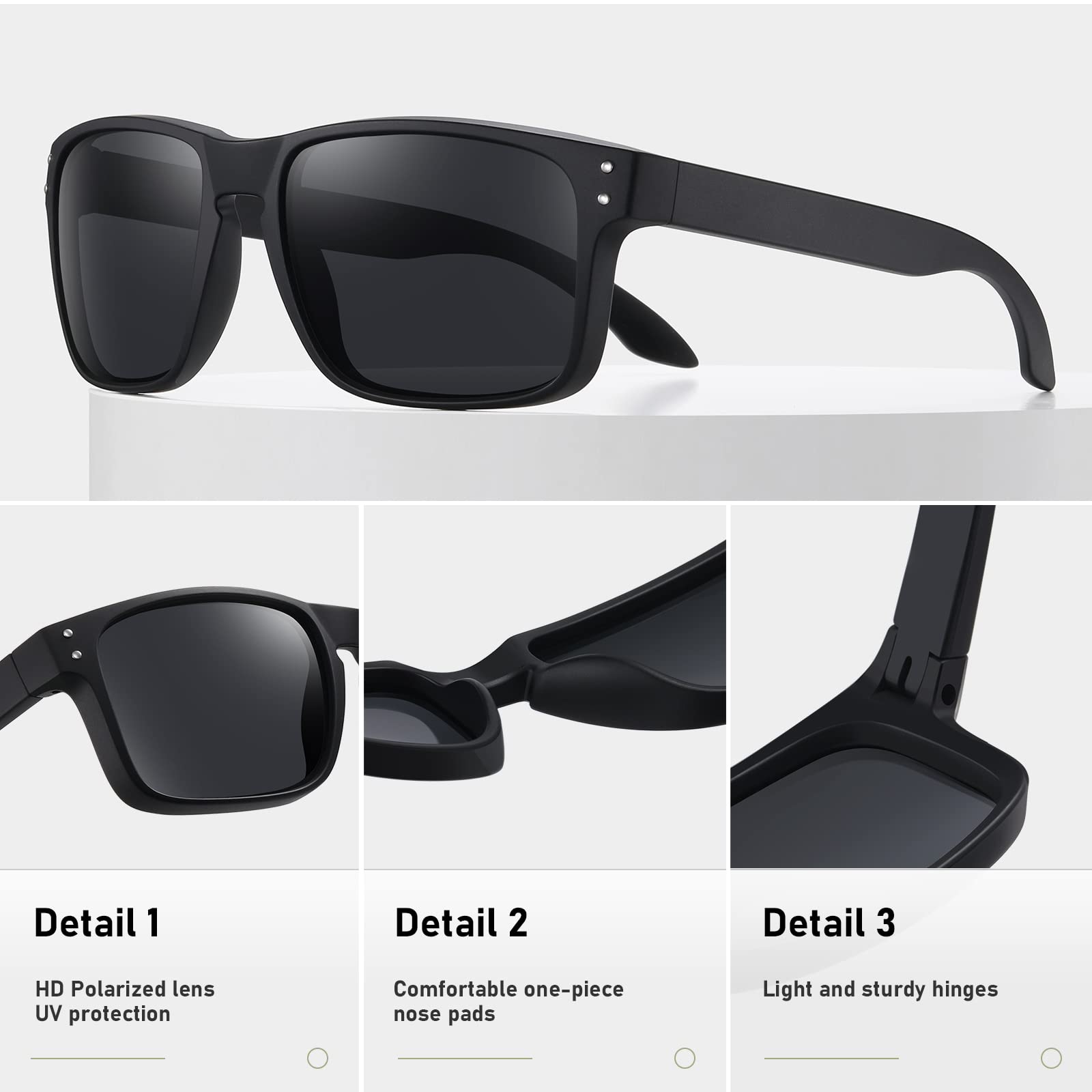 Polarized Sunglasses for Men & Women - Retro Square UV Protection Sunglasses for Fishing, Driving, Outdoor Activities | Fashion & Sports Eyewear