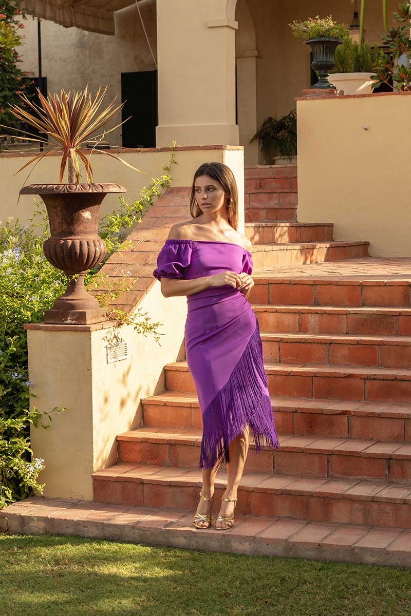 Carmen Purple Dress for Women - Elegant & Stylish Party Wear - Perfect for Weddings, Cocktails & Evening Events