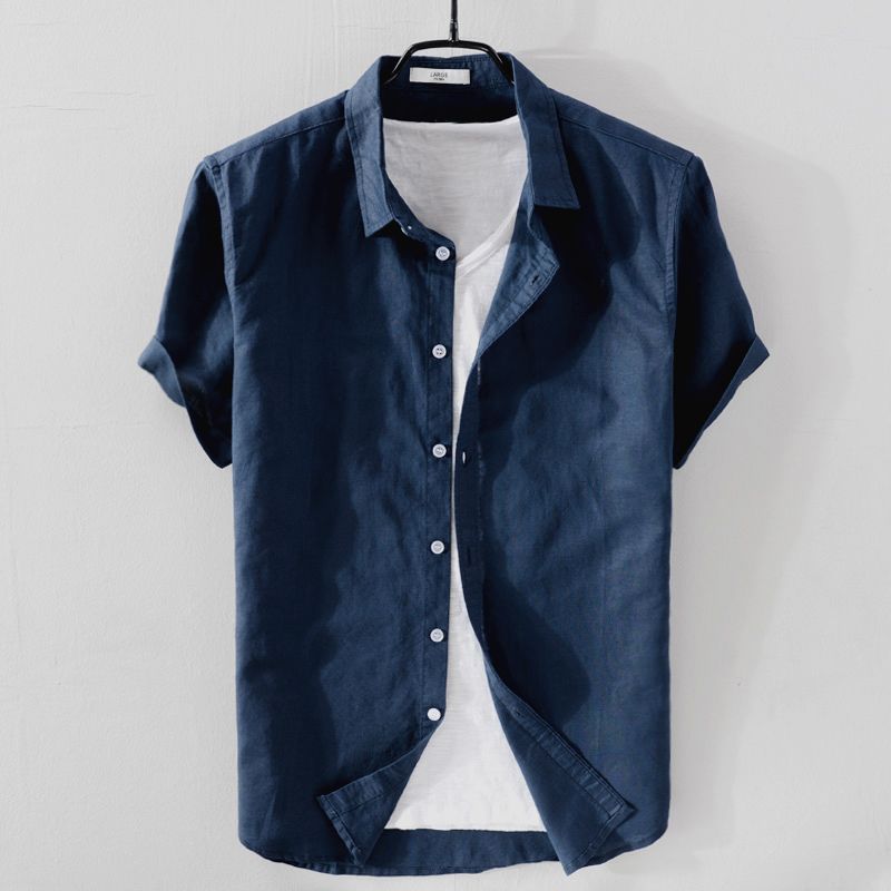 Antonio's Men's Short Sleeve Linen Shirt - Breathable & Lightweight Summer Casual Wear for Beach, Travel & Outdoor Activities