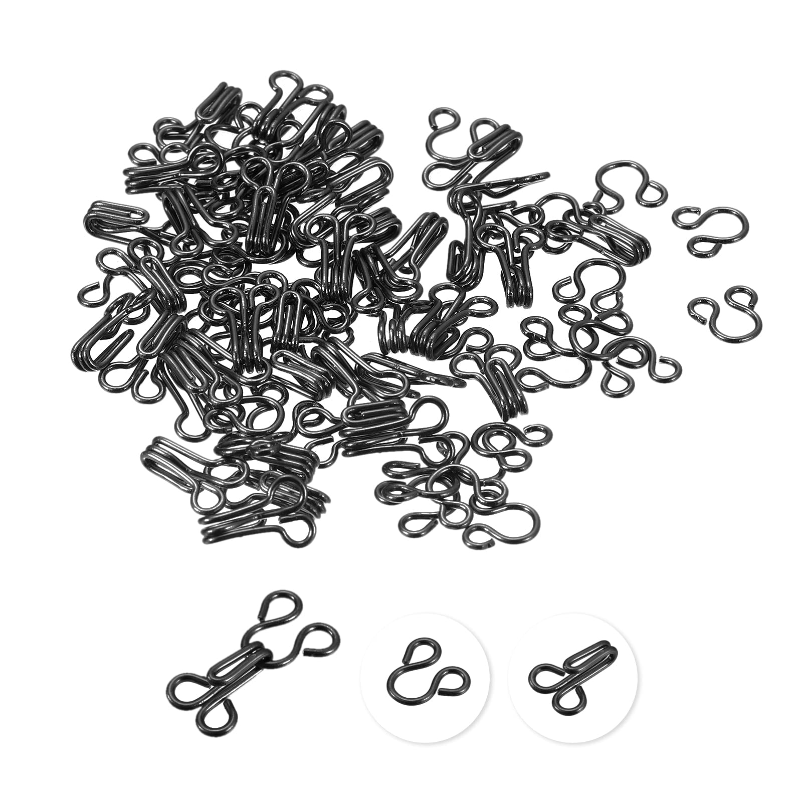 uxcell Sewing Hooks and Eyes Closure - Durable Bra Hooks & Clothing Fasteners for Bras, Skirts, Pants Repair - Perfect for DIY Sewing, Wardrobe Fixes & Garment Adjustments
