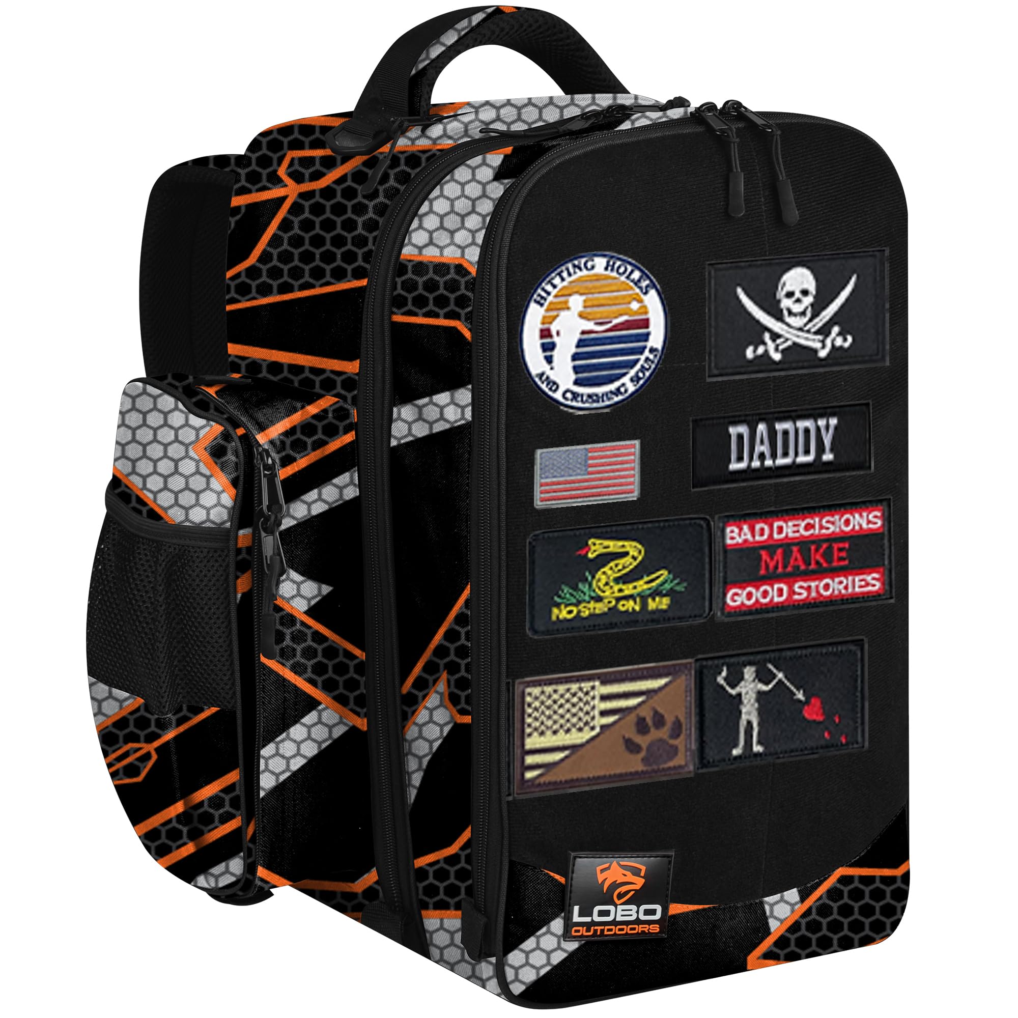 FIGHTSENSE Camo Orange Cornhole Backpack - Holds 24 Bags with Multiple Pockets, Durable Carrying Case for Cornhole Bags | Perfect for Tailgating, Beach Games & Outdoor Parties