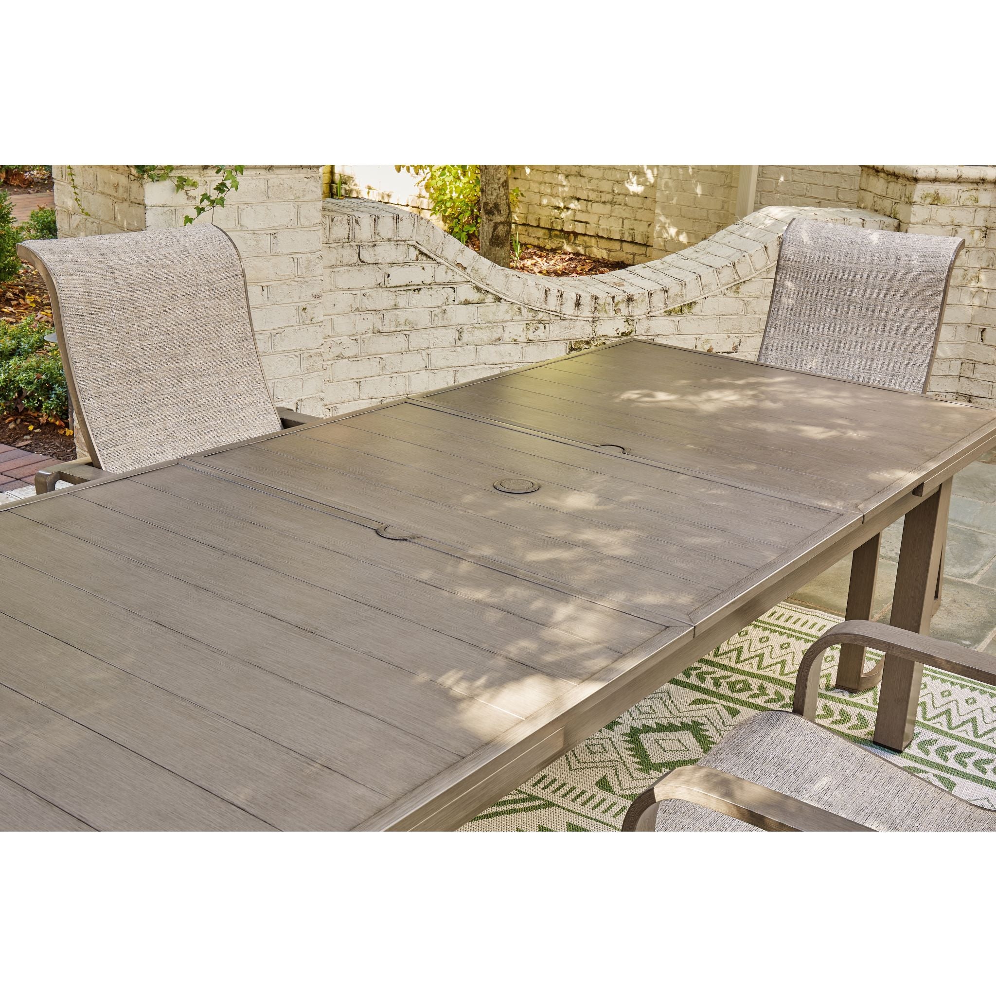 Beach Front Outdoor Rectangle Dining Table - Waterproof & UV Resistant Beige Patio Furniture for Poolside, Garden, and Backyard Dining