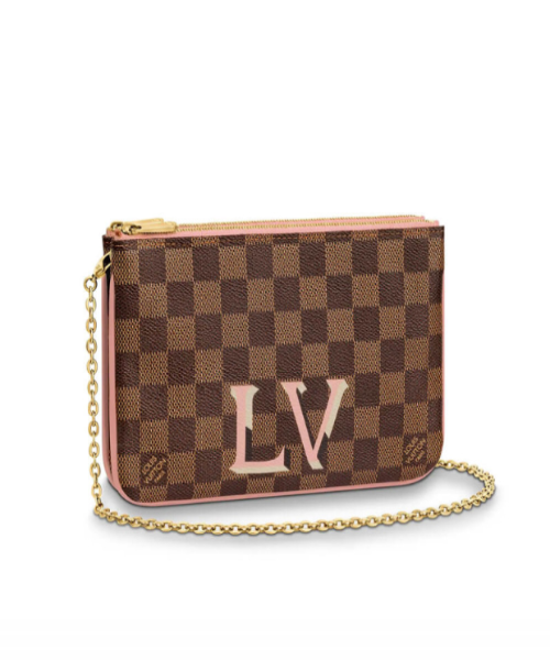 Louis Vuitton Double Zip Pochette Handbag - Damier Ebene Canvas Crossbody Bag for Women | Perfect for Travel, Evening Out & Daily Use