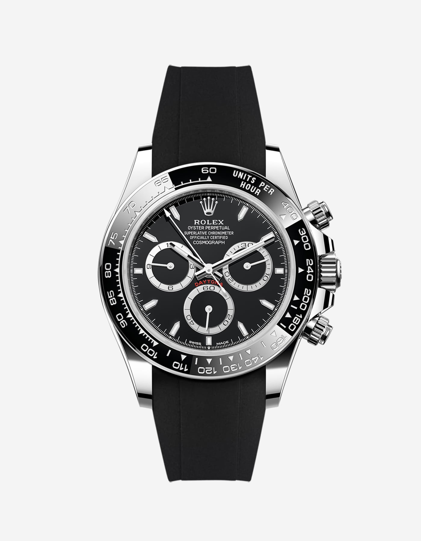 Premium Rubber Watch Band Replacement for Rolex Daytona 116500LN - Black Durable Silicone Strap for Men - Perfect for Swimming, Diving & Sports Activities