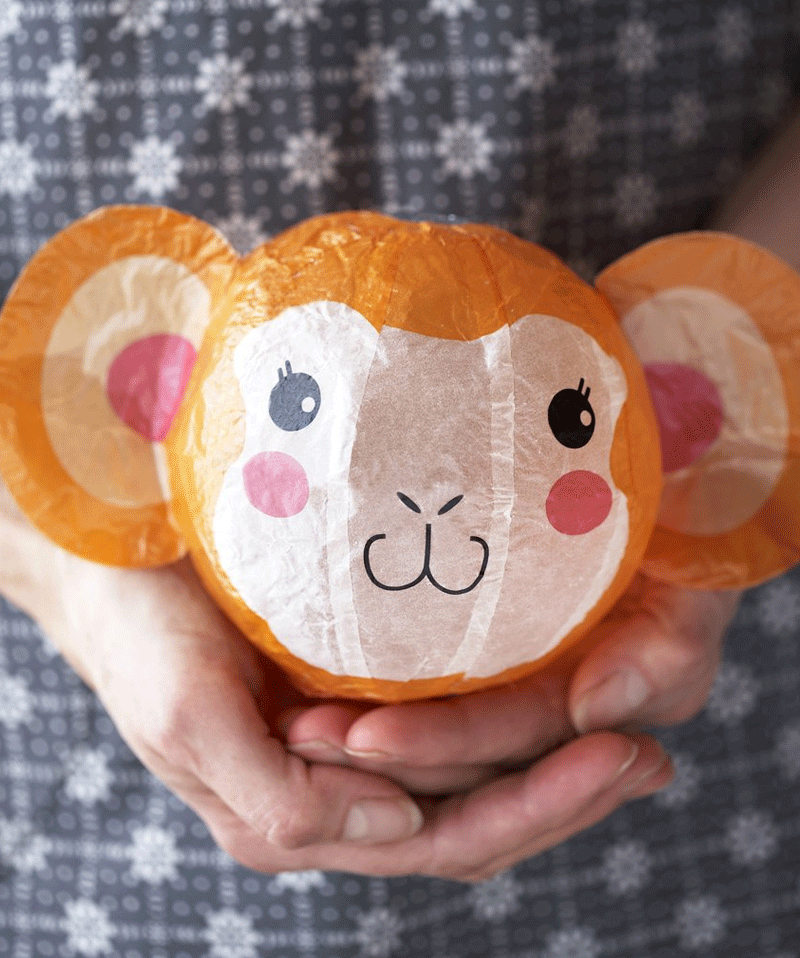 Monkey Japanese Paper Balloon Greeting Card by Petra Boase - Perfect for Birthday, Anniversary & Special Occasions