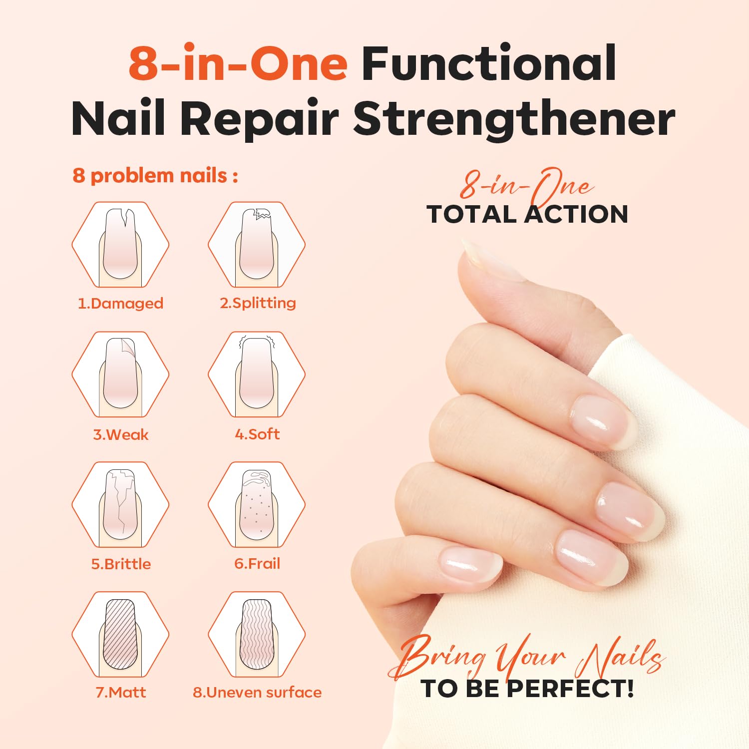 Modelones Nail Strengthener & Ridge Filler - Repairing White Nail Polish for Thin, Damaged Nails - 15ml Growth Treatment for Stronger, Healthier Nails - Perfect for Manicures & Nail Care Routine
