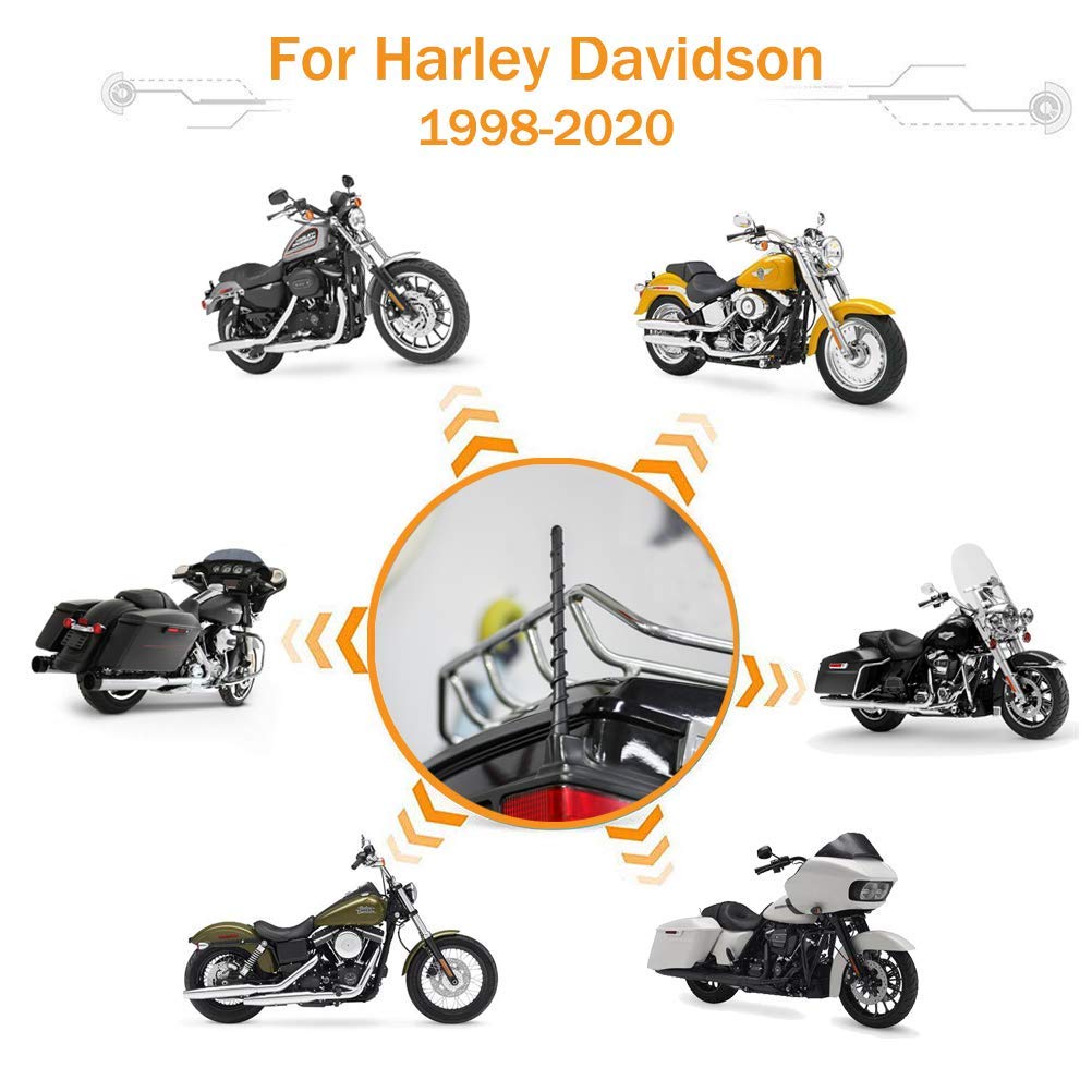 KSaAuto H3 AM/FM Radio Antenna for Harley Davidson Road King, Street Glide, Electra Glide & Touring Models - 7 Inch Spiral Design with Copper Core, Screw Mount & Flexible Rubber - Universal Motorcycle Antenna Replacement (20 Styles Available) - Perfect for Long Rides, Road Trips & Enhanced Radio Reception