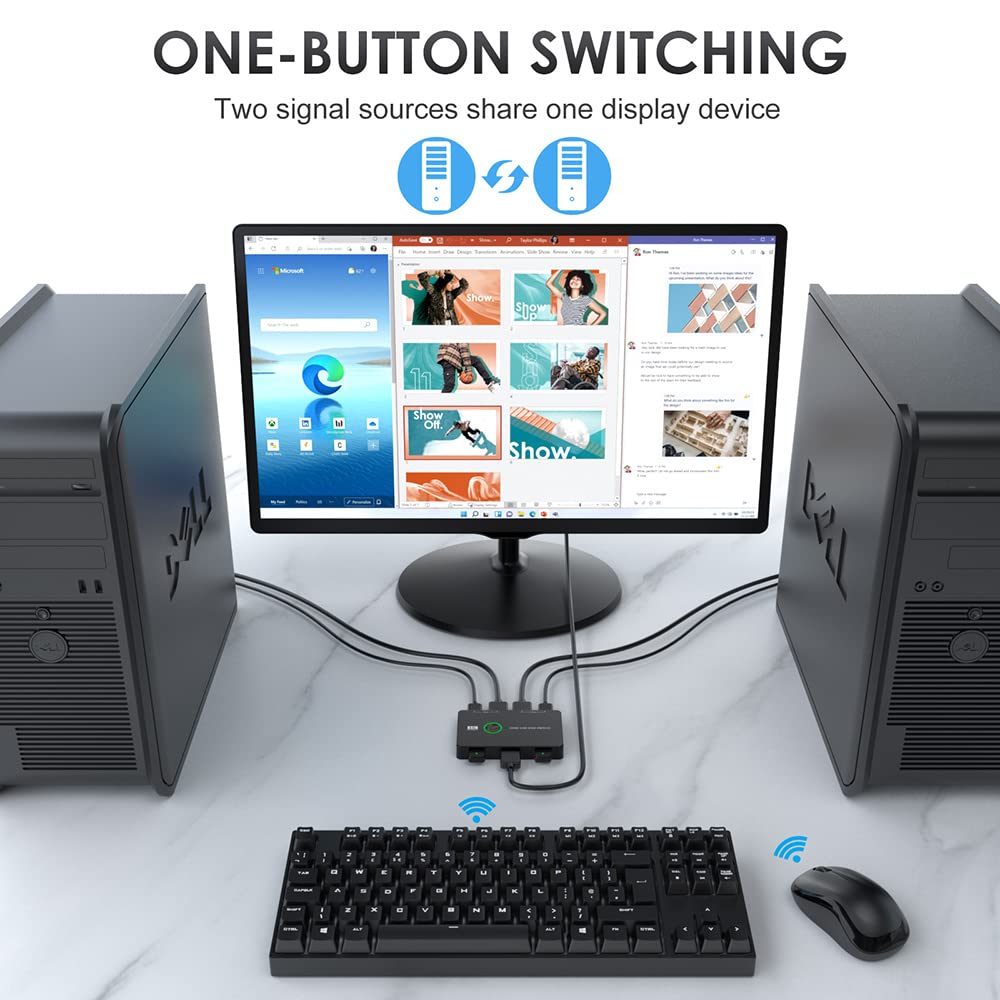 Best 4K KVM Switch for Dual Monitor Setup - USB 3.0 HDMI 2.0 Port Sharing for PC & Mac | Home Office & Gaming Station Solution