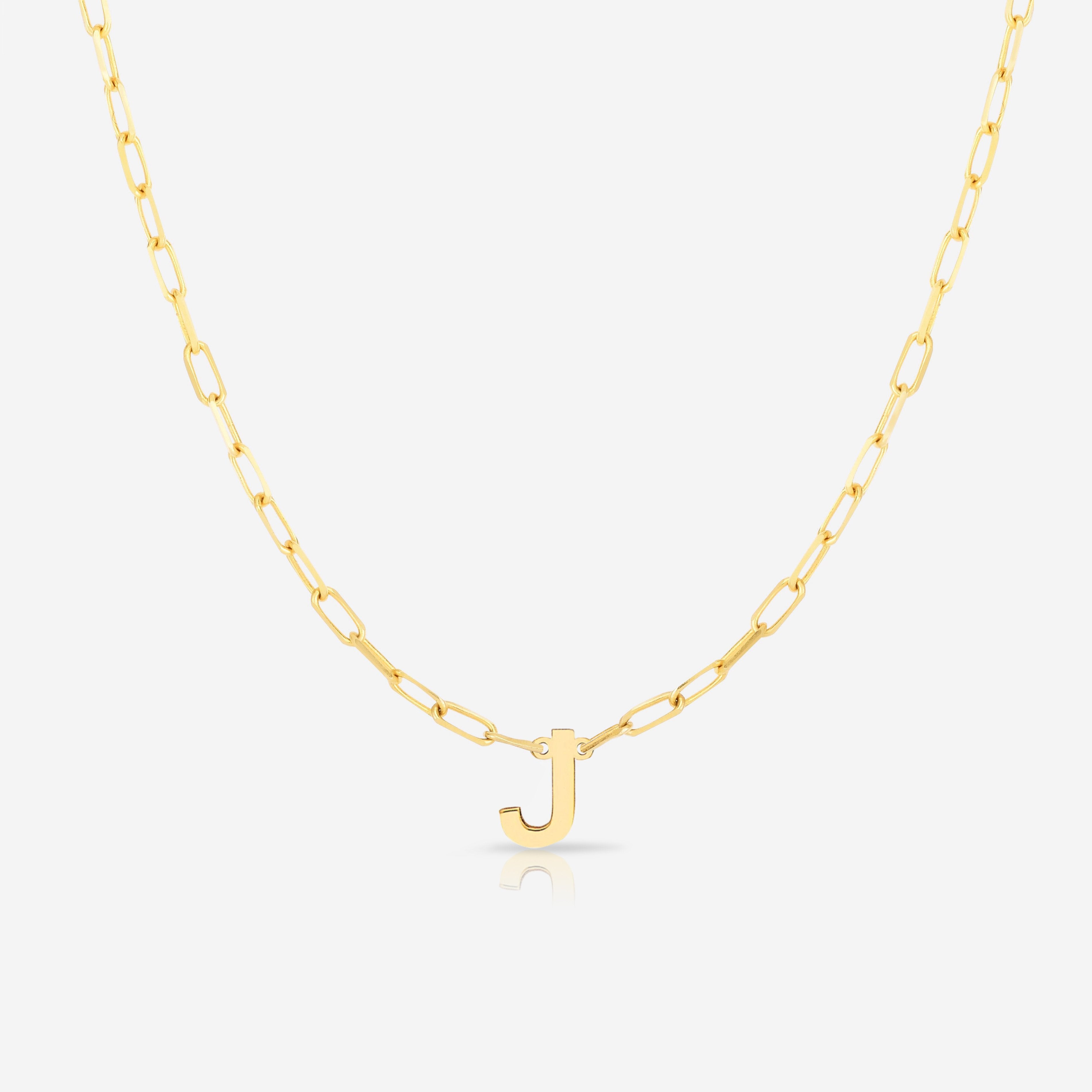 Block Initial & Link Chain Necklace for Women - Personalized Name Letter Pendant Jewelry Gift for Birthday, Anniversary, Valentine's Day | Everyday Wear, Layering, Special Occasions