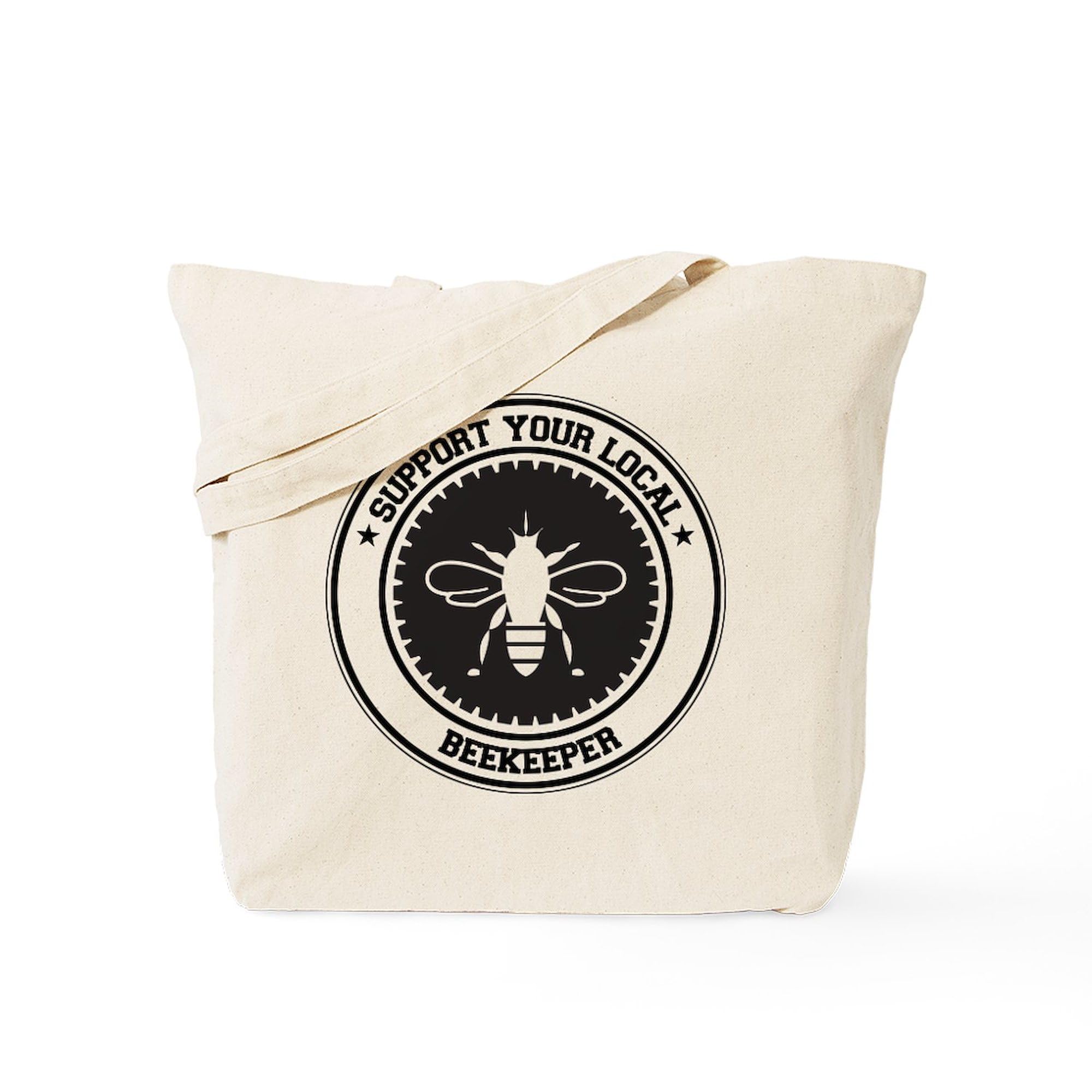 Beekeeper Tote Bag - Natural Canvas Reusable Shopping Bag with Support Beekeeper Design | Eco-Friendly Grocery Bag for Farmers Market, Beach & Daily Use