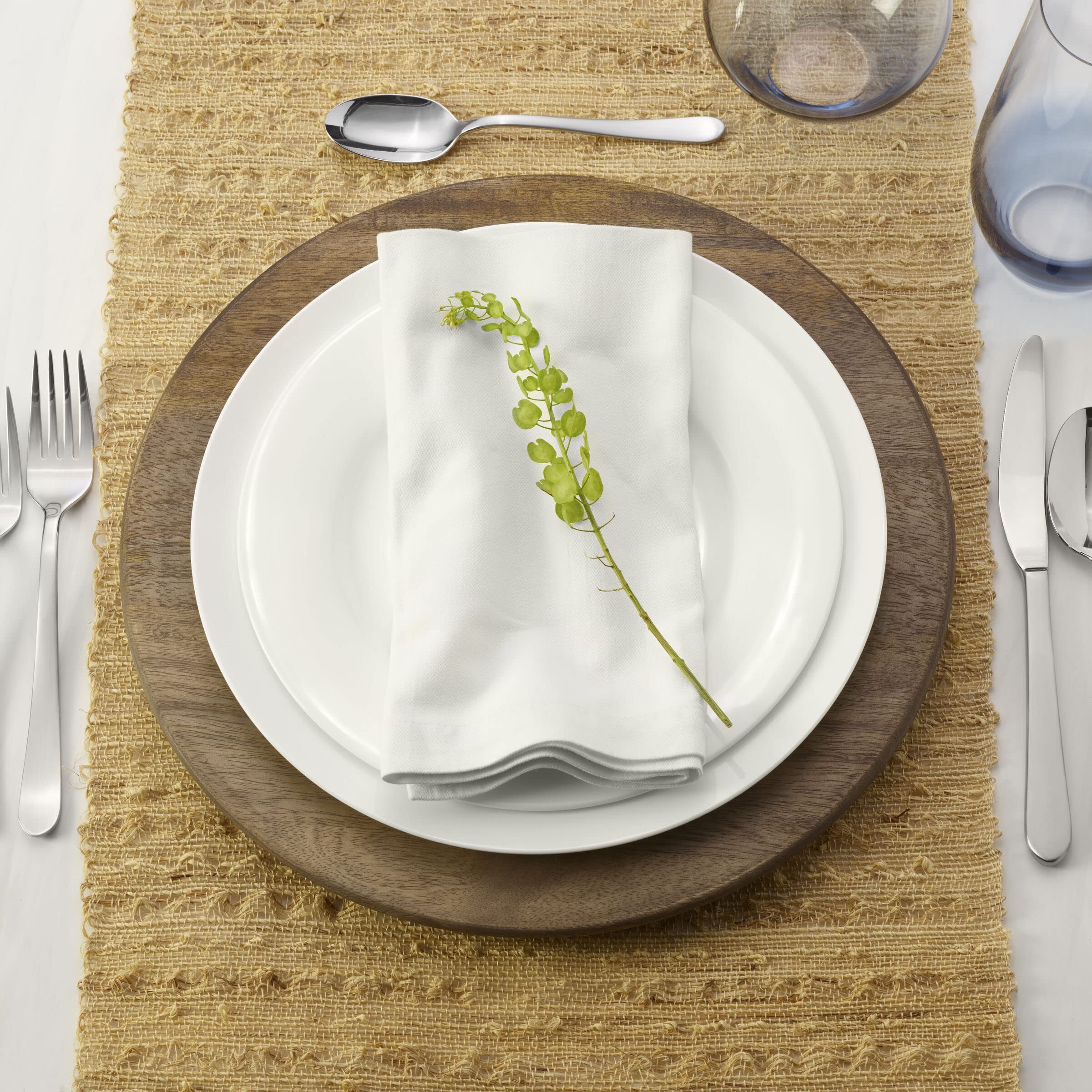 Mikasa Mango Wood Charger Plates Set of 4 - 13 Inch Natural Brown Round Placemats for Dining Table - Perfect for Thanksgiving, Christmas Dinner & Formal Events