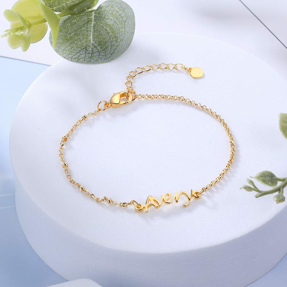 Personalized Initial Anklet Bracelet for Women - 925 Sterling Silver Custom Name Ankle Bracelet with Adjustable Name Plate - Perfect for Beach, Vacation & Everyday Wear - Trendy Gift for Teen Girls & Women (Style 5)