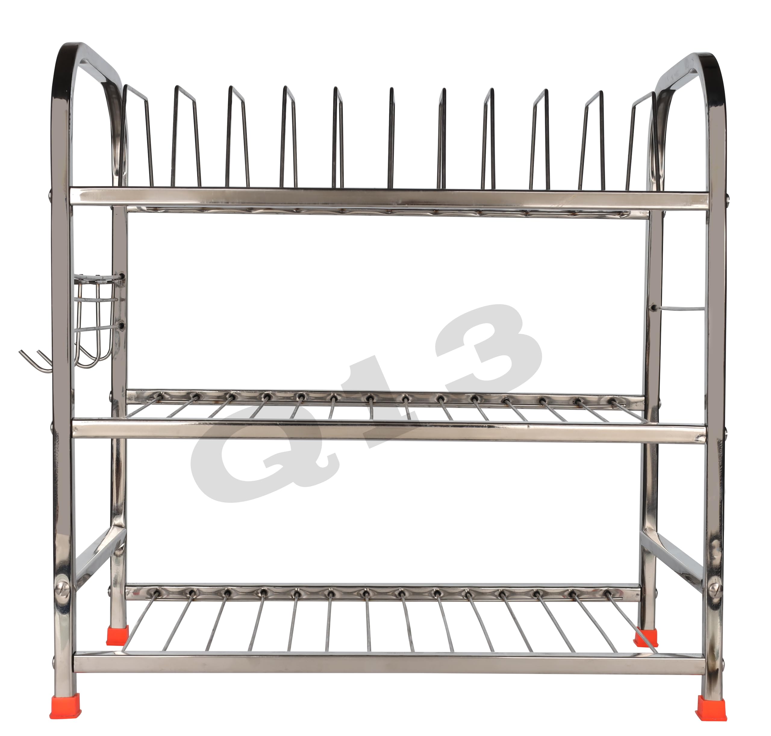 D.K 11® Stainless Steel 3-Tier Wall Mount Kitchen Organizer - Space Saving Utensil Rack for Spoons, Knives & Cutting Boards | Perfect for Small Kitchens, Dish Drying & Sink Area Storage