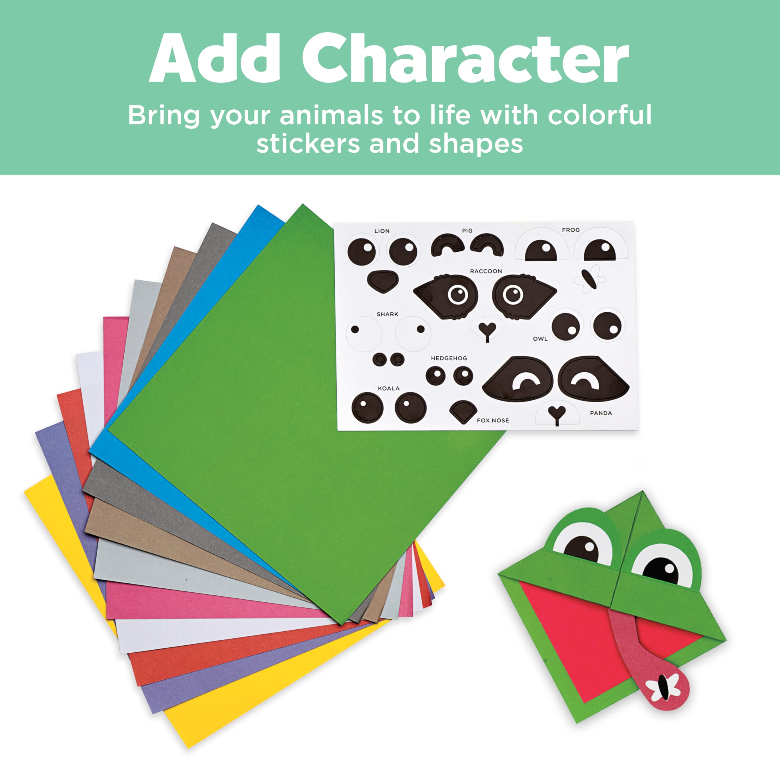 Creativity for Kids Corner Creature Bookmarks - Fold & Decorate 10 Origami Animal Bookmarks for Reading, DIY Crafts & School Projects