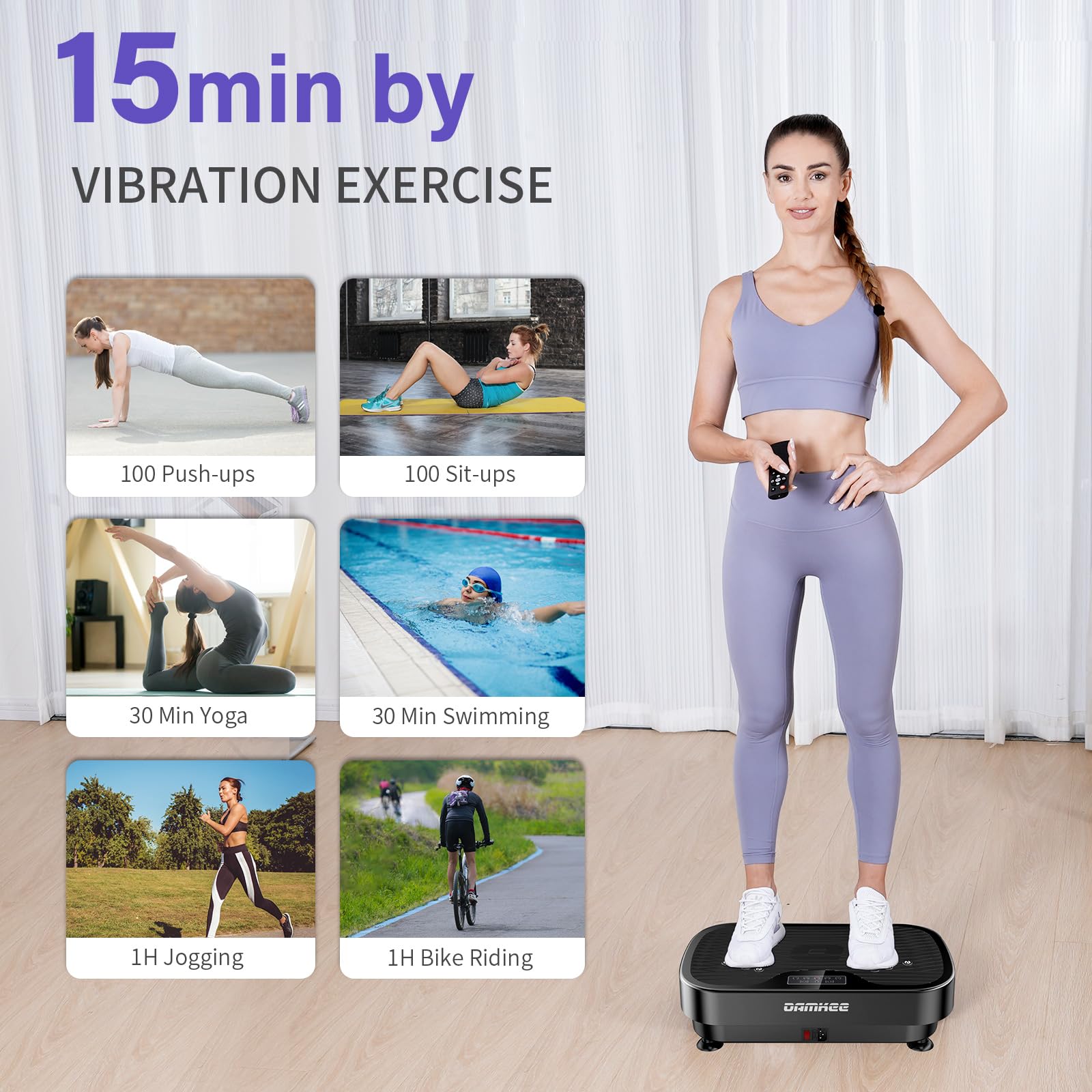 Vibration Plate Exercise Machine - 9 Modes Whole Body Workout Platform for Weight Loss, Toning & Lymphatic Drainage | Home Gym Equipment for Fitness & Wellness (Ideal for Home Use, Physical Therapy & Recovery)