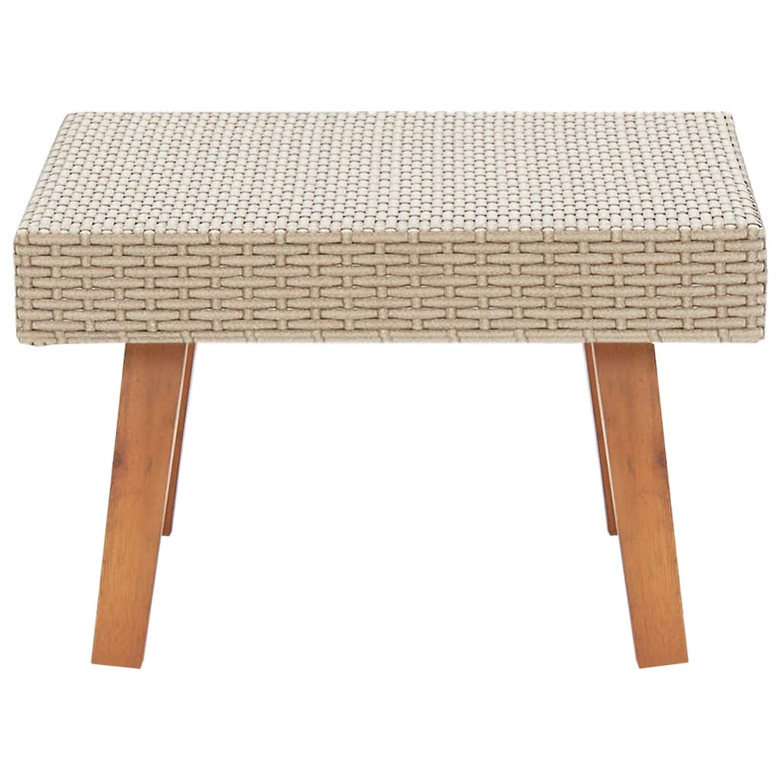 Tidyard Outdoor Coffee Table - 27.6 x 19.7 x 13 Inch Rectangle Poly Rattan Side Table with Wooden Legs for Patio, Garden, Balcony, Poolside - Weather-Resistant Outdoor Furniture for Relaxing, Entertaining & Decorating