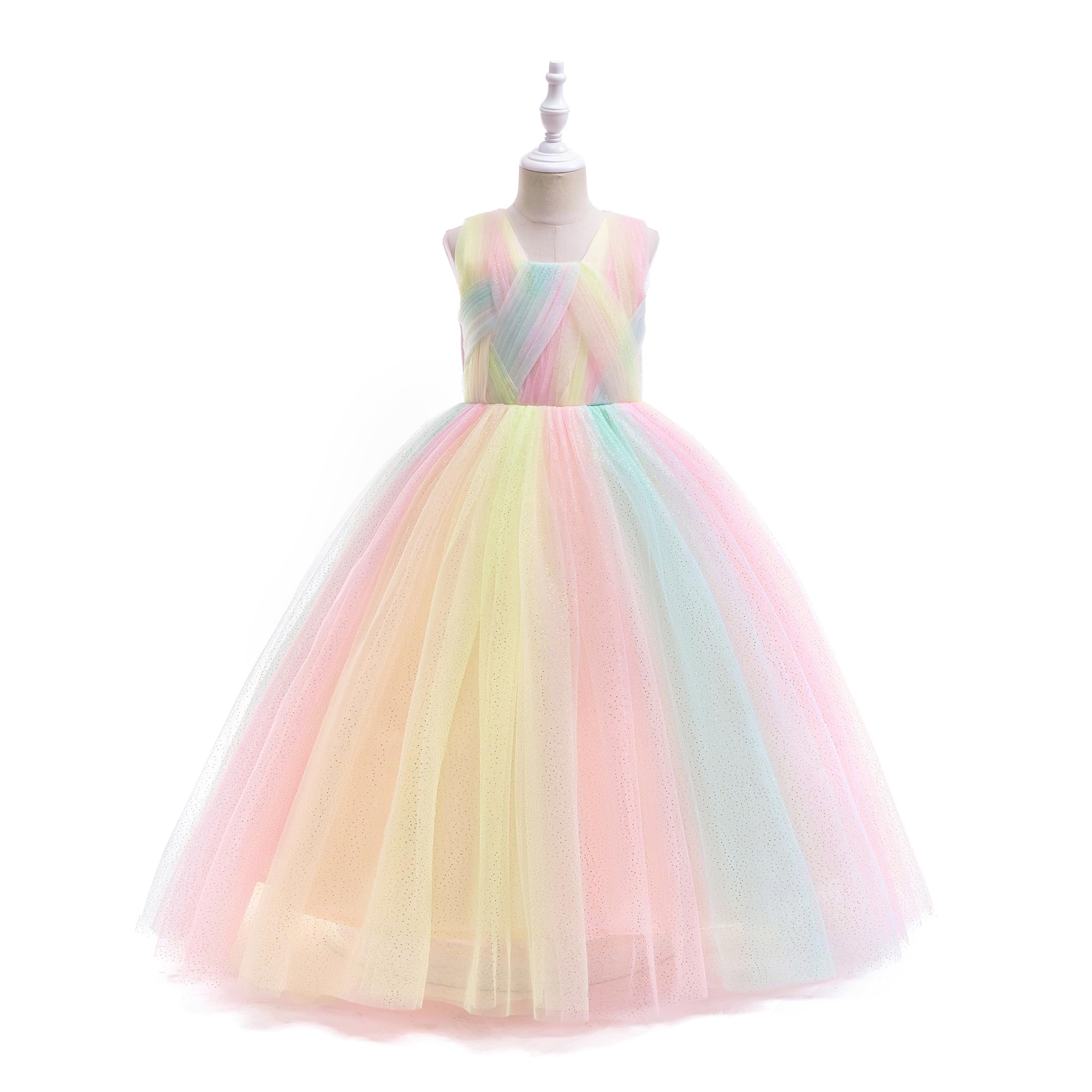 Flower Girl Formal Wedding Dress - Elegant Tulle Bridesmaid Gown for Kids Birthday, Pageant, Prom & Special Occasions | Princess Ball Gown for Wedding Party & Formal Events