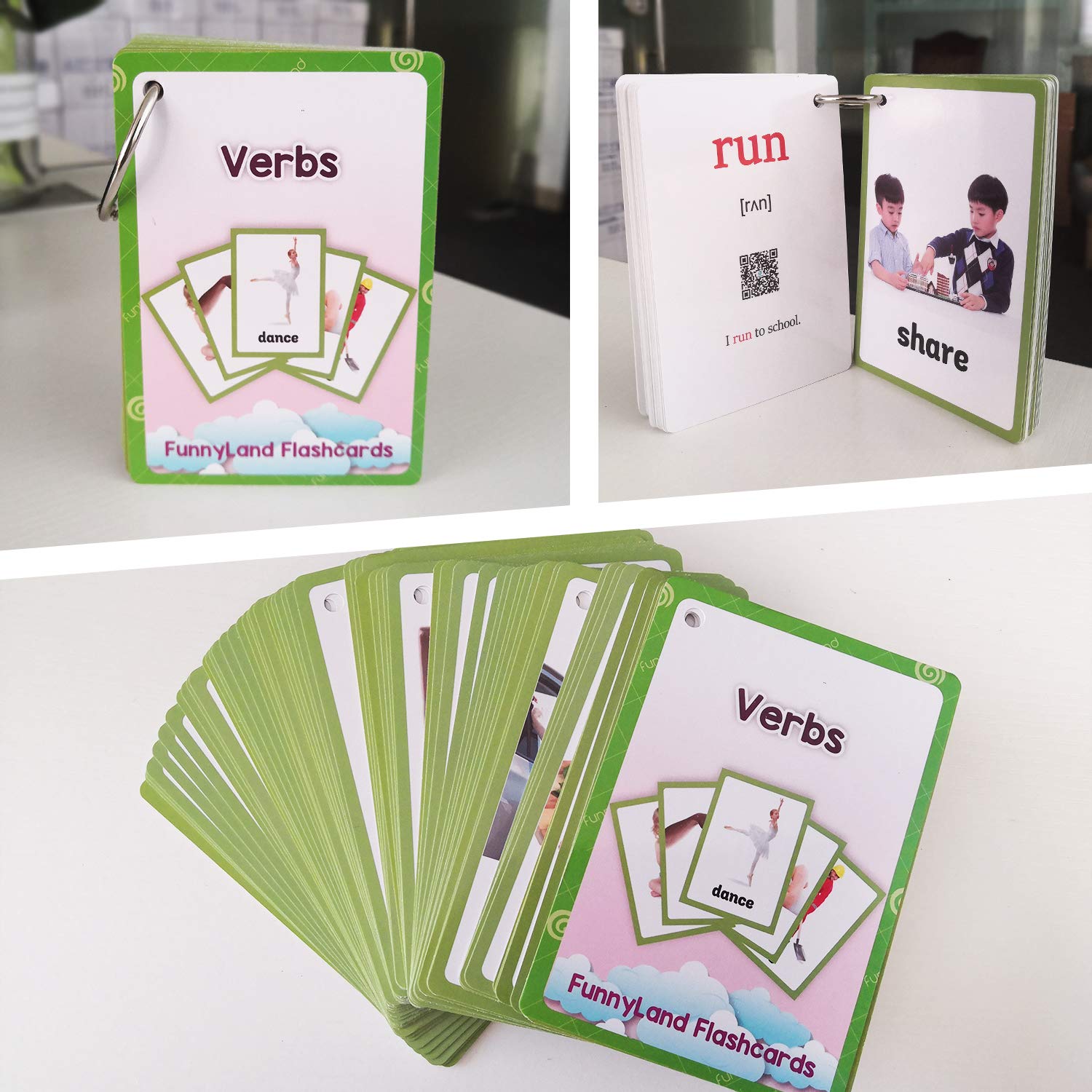 Educational English Verb Flash Cards for Kids - Preschool Learning Toys, Pocket-Sized Vocabulary Cards for Toddlers & Children | Perfect for Homeschooling, Classroom Activities & Early Childhood Development