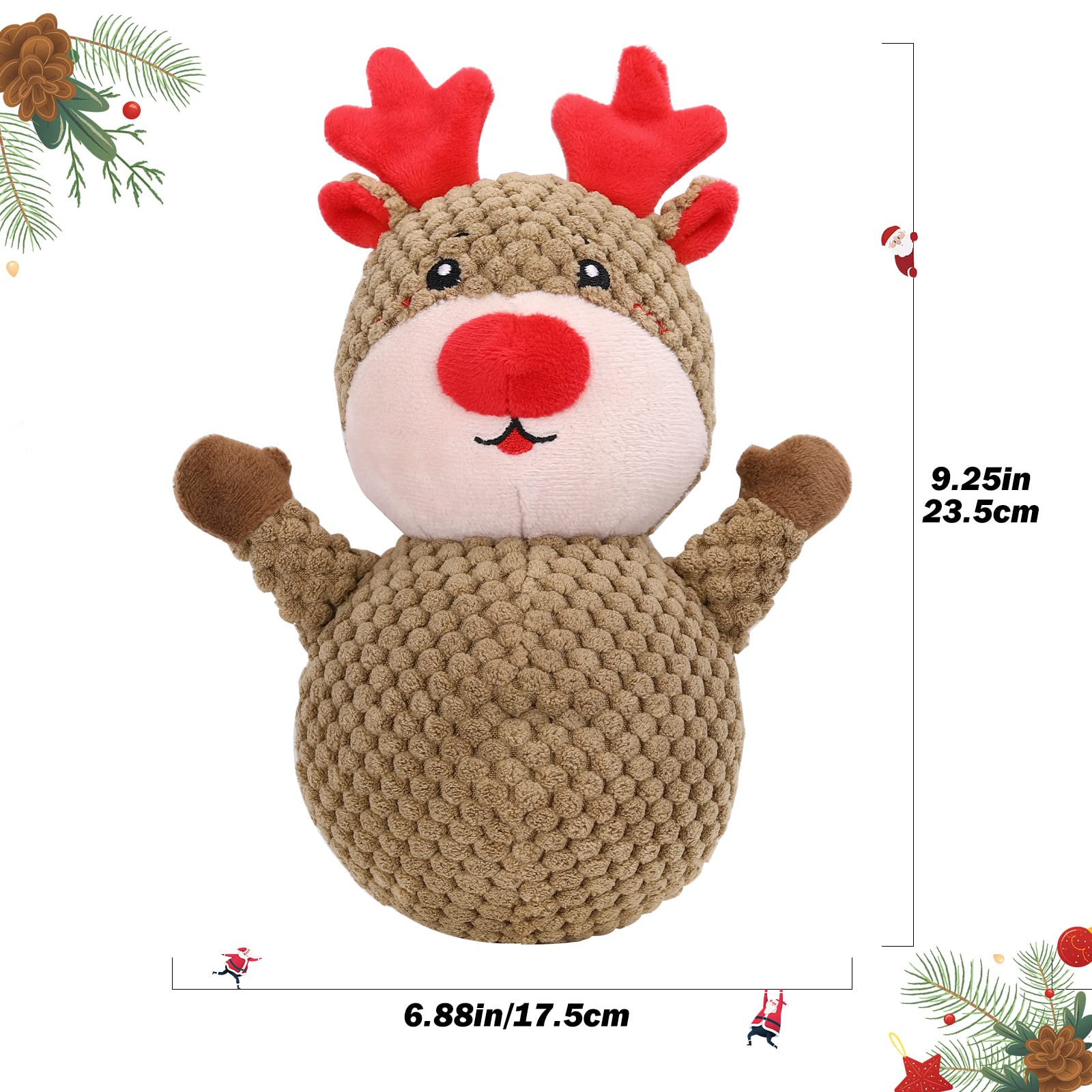 Christmas Plush Dog Squeaky Toys - Durable Chew-Resistant Deer Puppy Toys for Small & Medium Dogs | Interactive Training Toy with Cute Soft Design | Perfect Holiday Gift for Pets | Great for Playtime, Training & Christmas Decor
