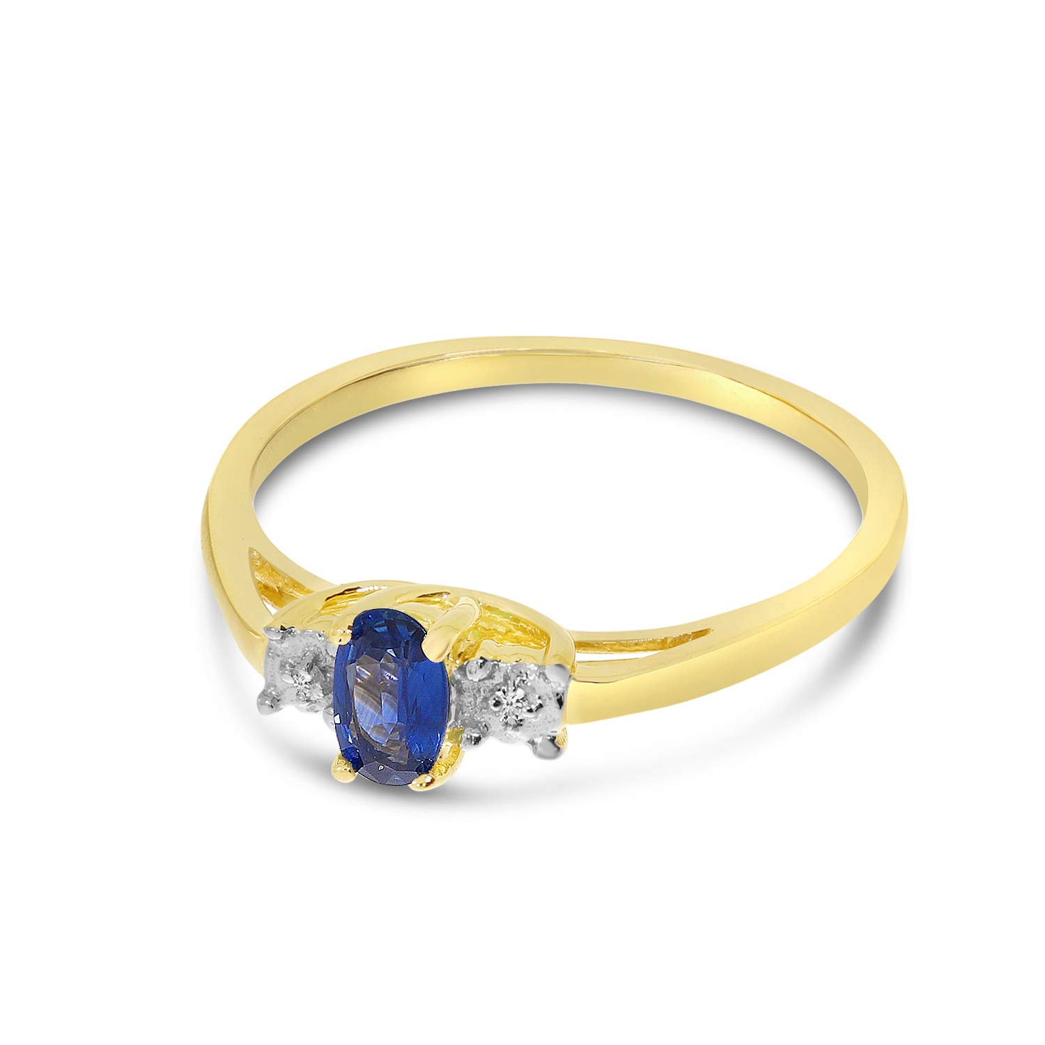 10K Yellow Gold Genuine Birthstone Solitaire Oval Gemstone & Diamond Engagement Ring for Women - Perfect Wedding, Anniversary & Proposal Jewelry Gift