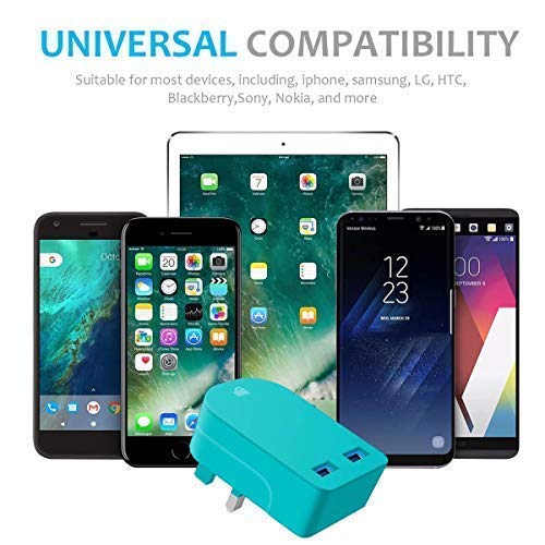 AMO Multi USB Charger with Folding UK Plug - 3.1A 15W Fast Charging for iPhone, iPad, Samsung Galaxy, HTC, Windows Phone & Tablets - Perfect for Home, Office & Travel Charging Needs