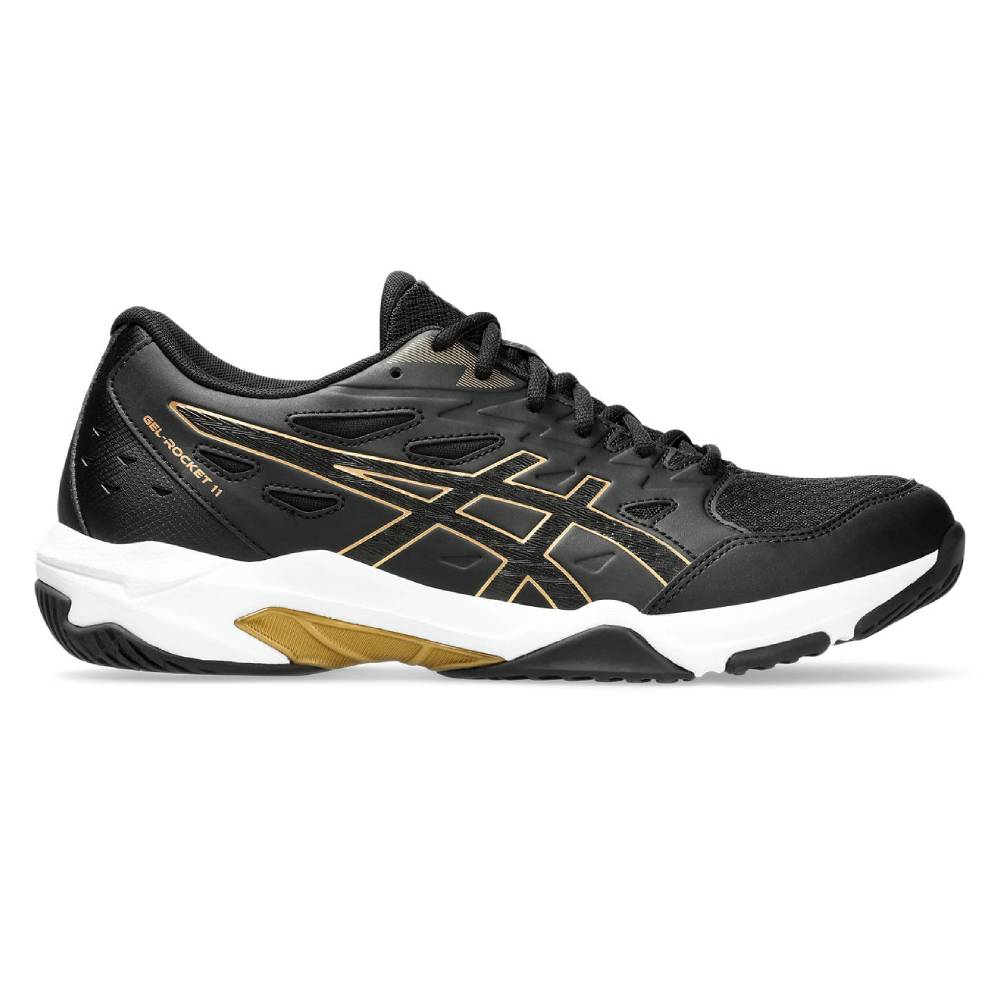 ASICS Gel Rocket 11 Men's Volleyball Shoes - Lightweight Indoor Court Shoes for Badminton, Squash & Tennis - Non-Marking Rubber Sole (Black/Pure Gold) - Perfect for Gym, Sports & Casual Wear