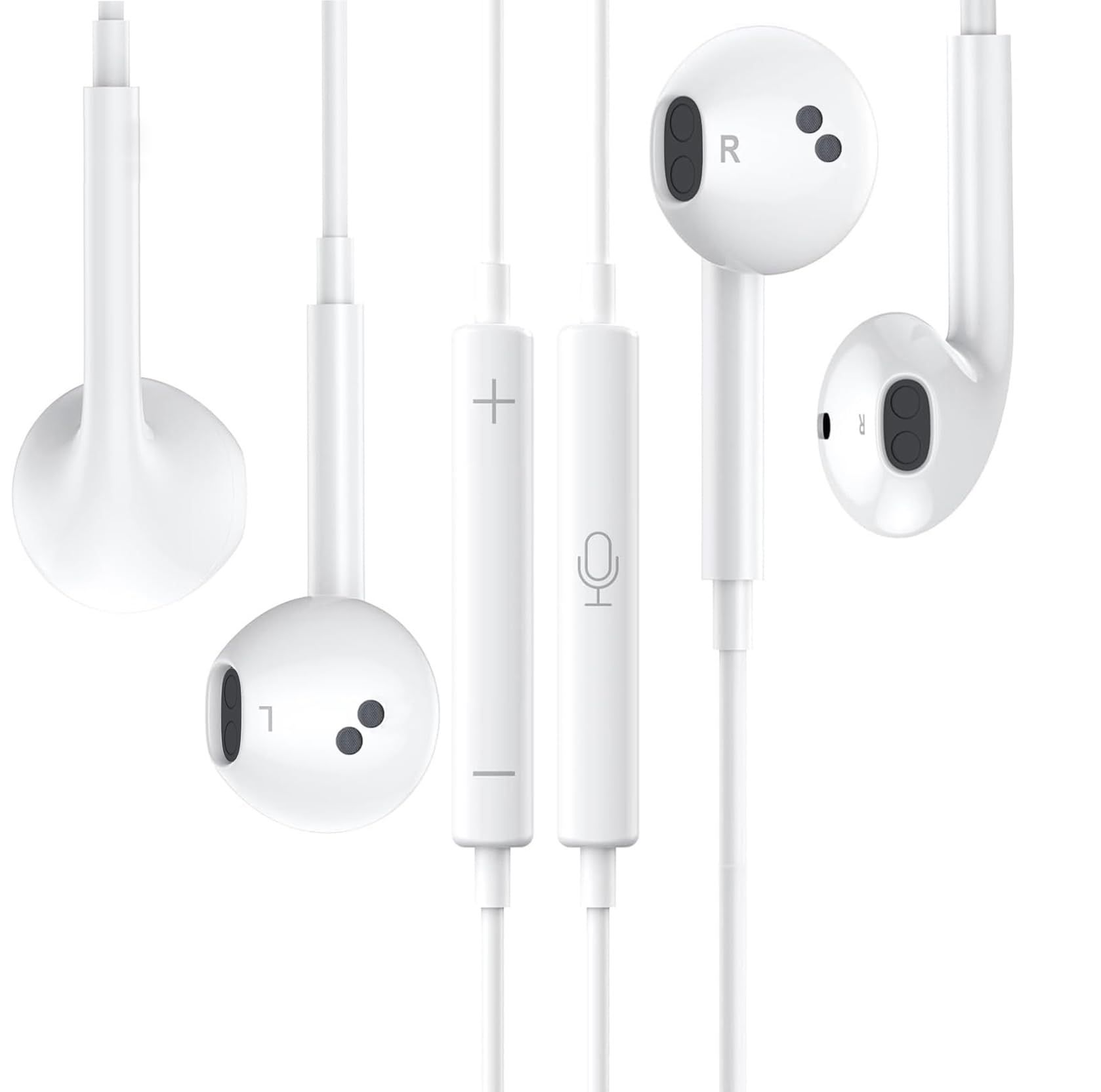 2 Pack Noise Cancelling Wired Headphones with Built-in Mic & Volume Control - Compatible with iPhone 14/13/12/11/XR/XS/X/8/7/6/SE/Pro/Pro Max - Perfect for Gaming, Workouts & Commuting