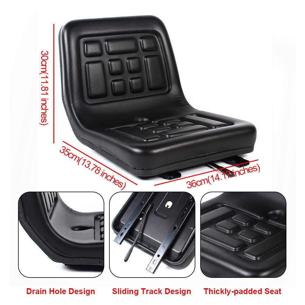 Gdrasuya10 Universal Tractor Seat - Adjustable Sliding Suspension Seat with PU Leather & Rails for Mowers & Tractors | Perfect for Farming, Landscaping & Agricultural Equipment