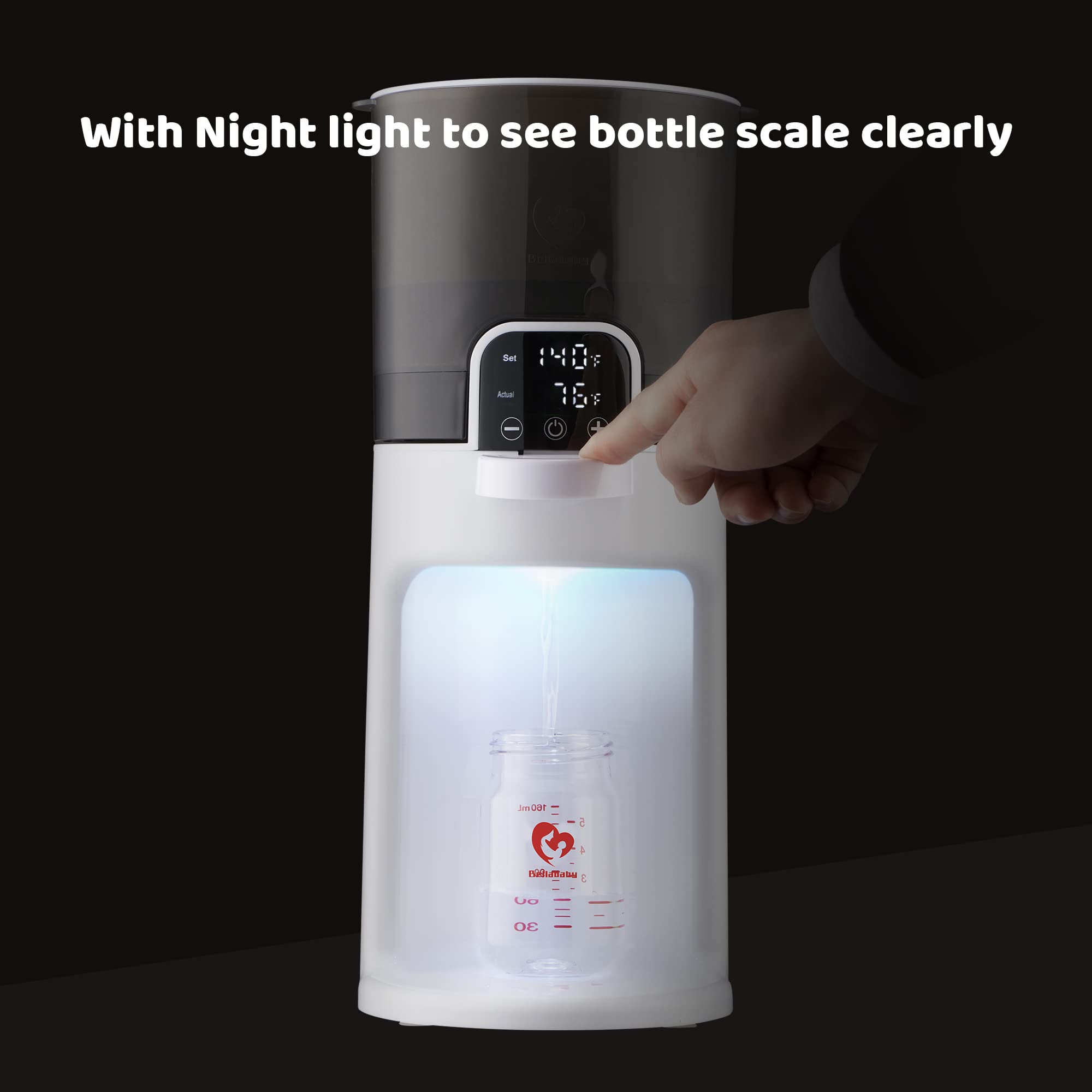 Bellababy Instant Baby Bottle Warmer & Formula Maker - 110V White Electric Bottle Warmer with Adjustable Temperature, Detachable Container for Easy Cleaning, 24/7 Keep Warm Feature - Perfect for Night Feedings, Travel, and Daycare Use