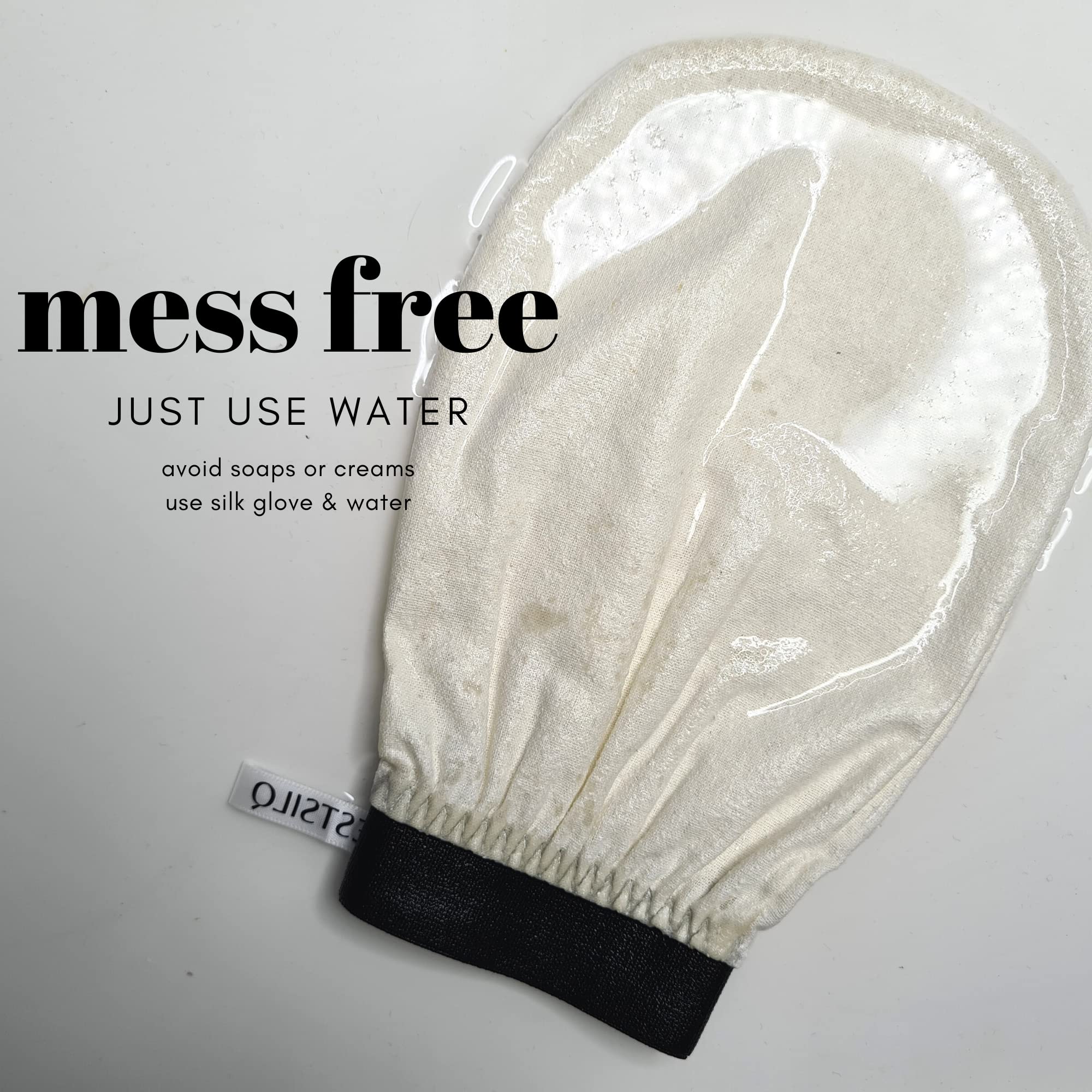 Natural Silk Exfoliating Glove & Mitt - Body Scrub for Dead Skin Removal, Raw Silk Exfoliator for Smooth Skin - Perfect for Spa, Shower & Home Skincare Routine