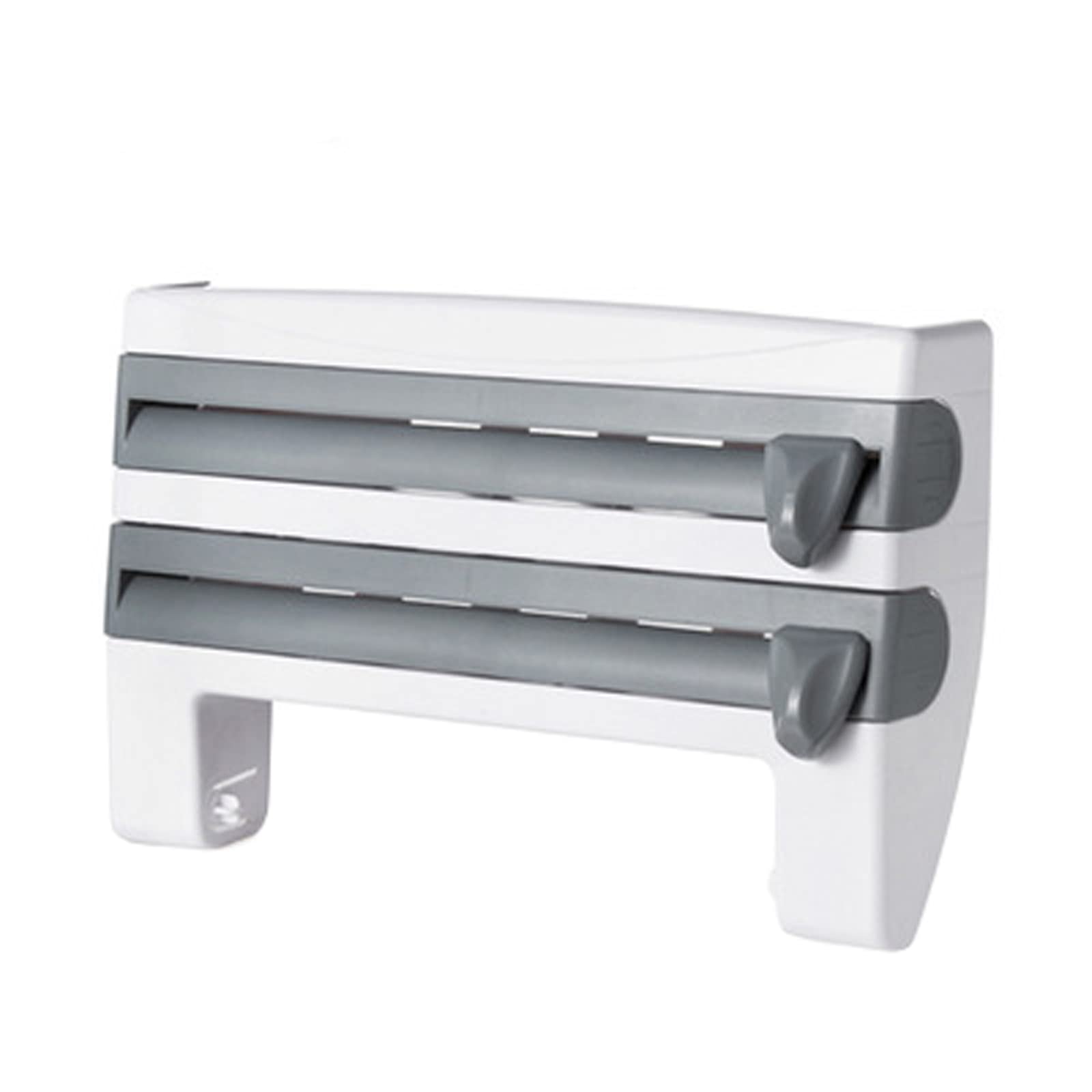 4-in-1 Wall Mount Paper Towel Holder with Aluminum Foil Dispenser & Plastic Wrap Cutter - Space Saving Kitchen Organizer for Paper Towels, Cling Film, Wax Paper & Foil - Perfect for Small Kitchens, RVs & Camping