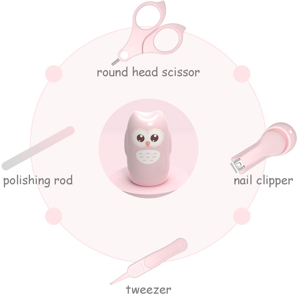 DZOZO Baby Nail Clipper Kit - 4-in-1 Baby Manicure & Pedicure Set with Nail Clippers, Scissors, File & Tweezers - Safe Infant Nail Care Grooming Tools for Newborns & Toddlers - Perfect for Home, Travel & Diaper Bag Essentials