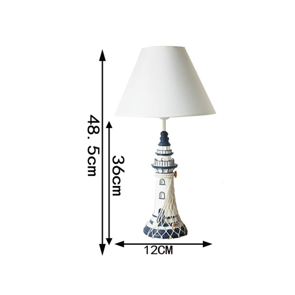 LITFAD Blue Nautical Style LED Reading Light - Modern Bedside Table Lamp with 1 Light, Resin Desk Lamp for Bedroom, Kids Room & Office - Perfect for Night Reading and Cozy Ambiance