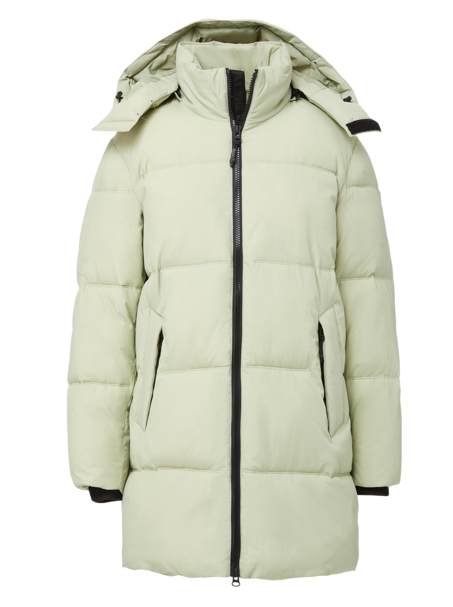 Women's Long Hooded Puffer Jacket in Sage Green - Warm Winter Coat for Outdoor Activities, Hiking & Casual Wear