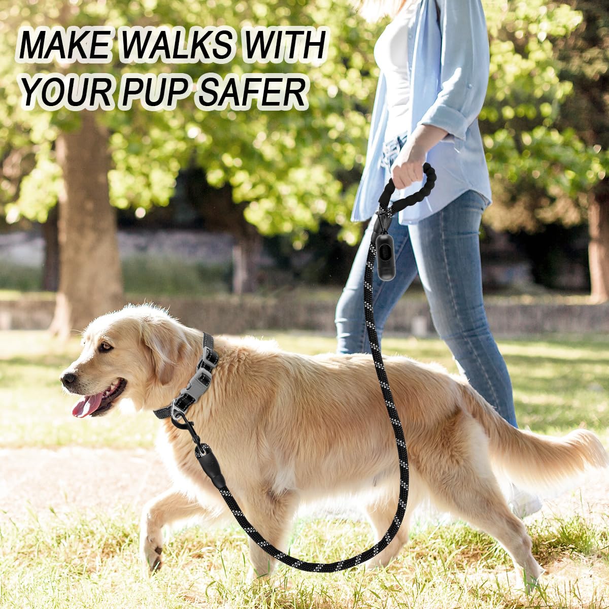 **BARKBAY Heavy Duty Dog Leash for Large Dogs – 4FT, 5FT, 6FT with Comfortable Padded Handle & Reflective Threads – Durable Walking, Training, Running Leash for Medium & Large Breeds (Black) – Perfect for Night Walks, Jogging & Outdoor Adventures**